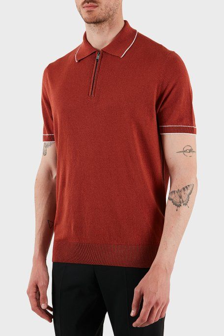 BOSS - Áo len knit vải pha linen với khoá zip
