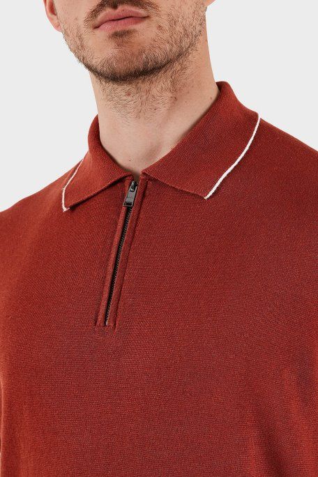BOSS - Áo len knit vải pha linen với khoá zip