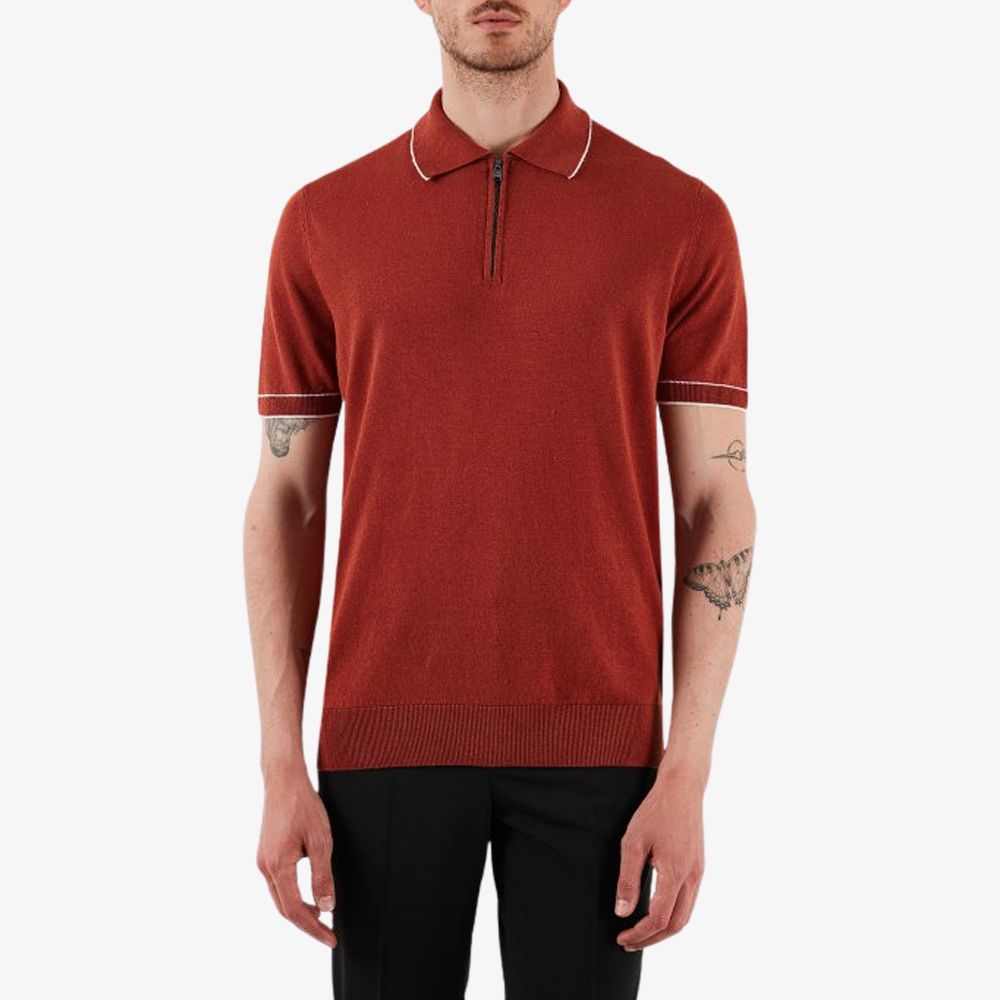 BOSS - Áo len knit vải pha linen với khoá zip