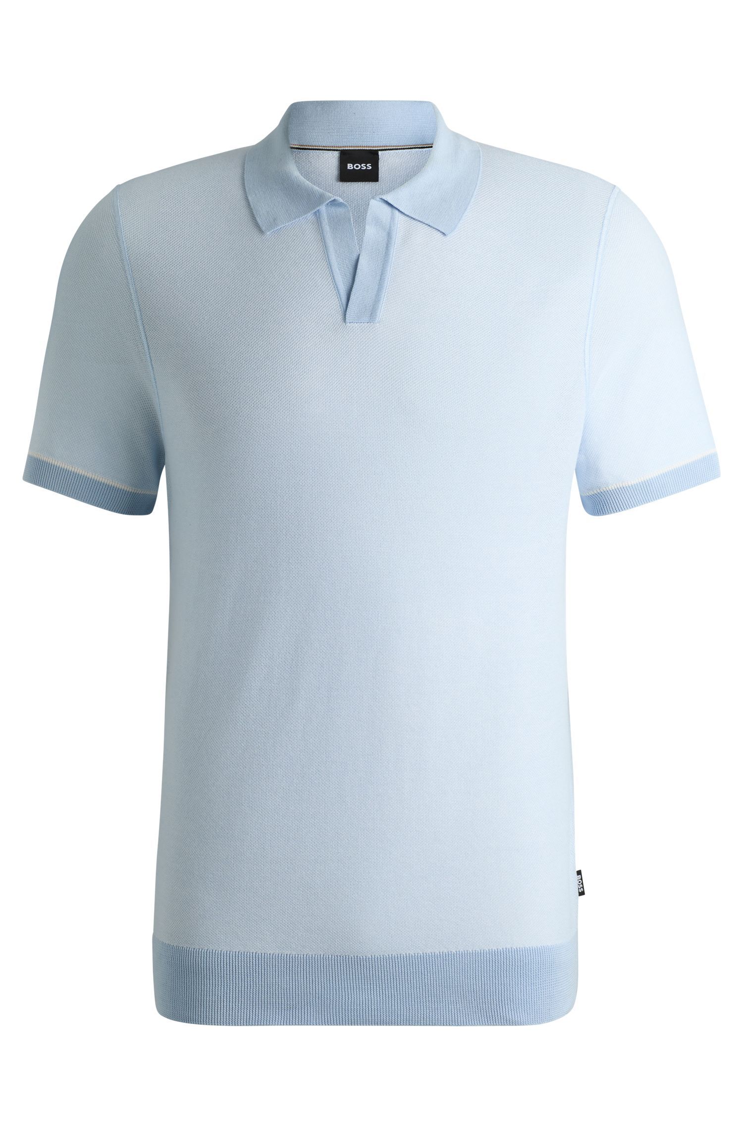 BOSS - Áo len cotton pha với cổ Johnny