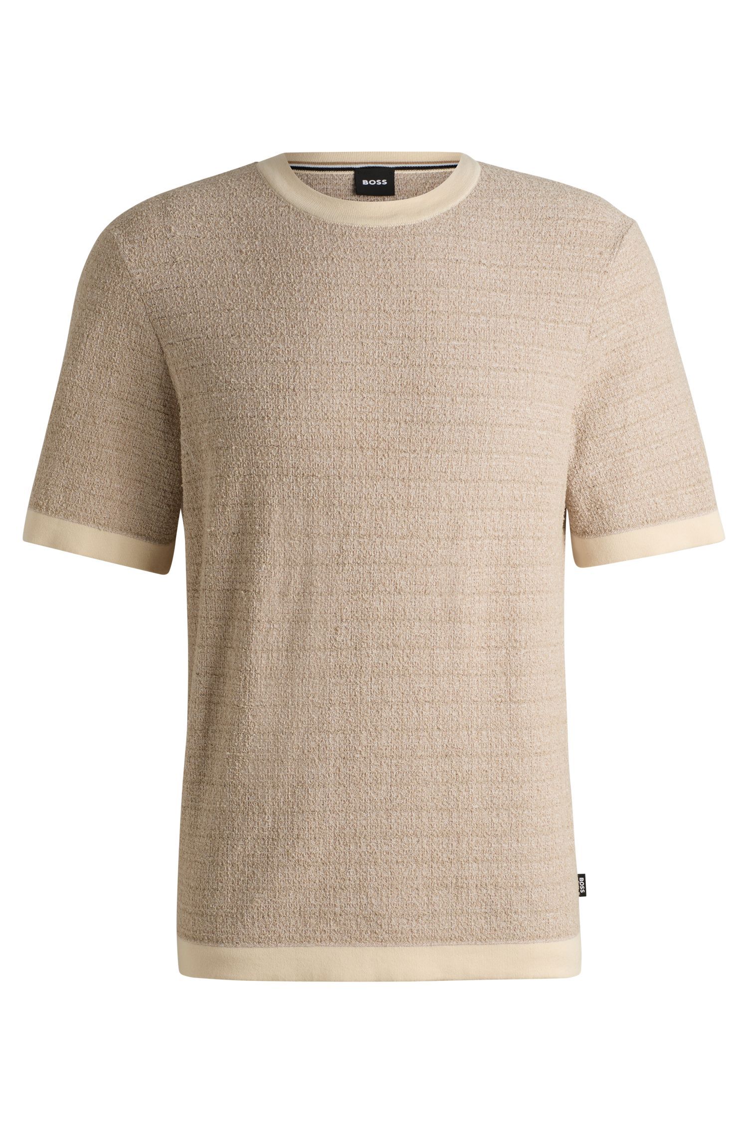 BOSS - Áo thun jacquard-knit dáng relaxed fit