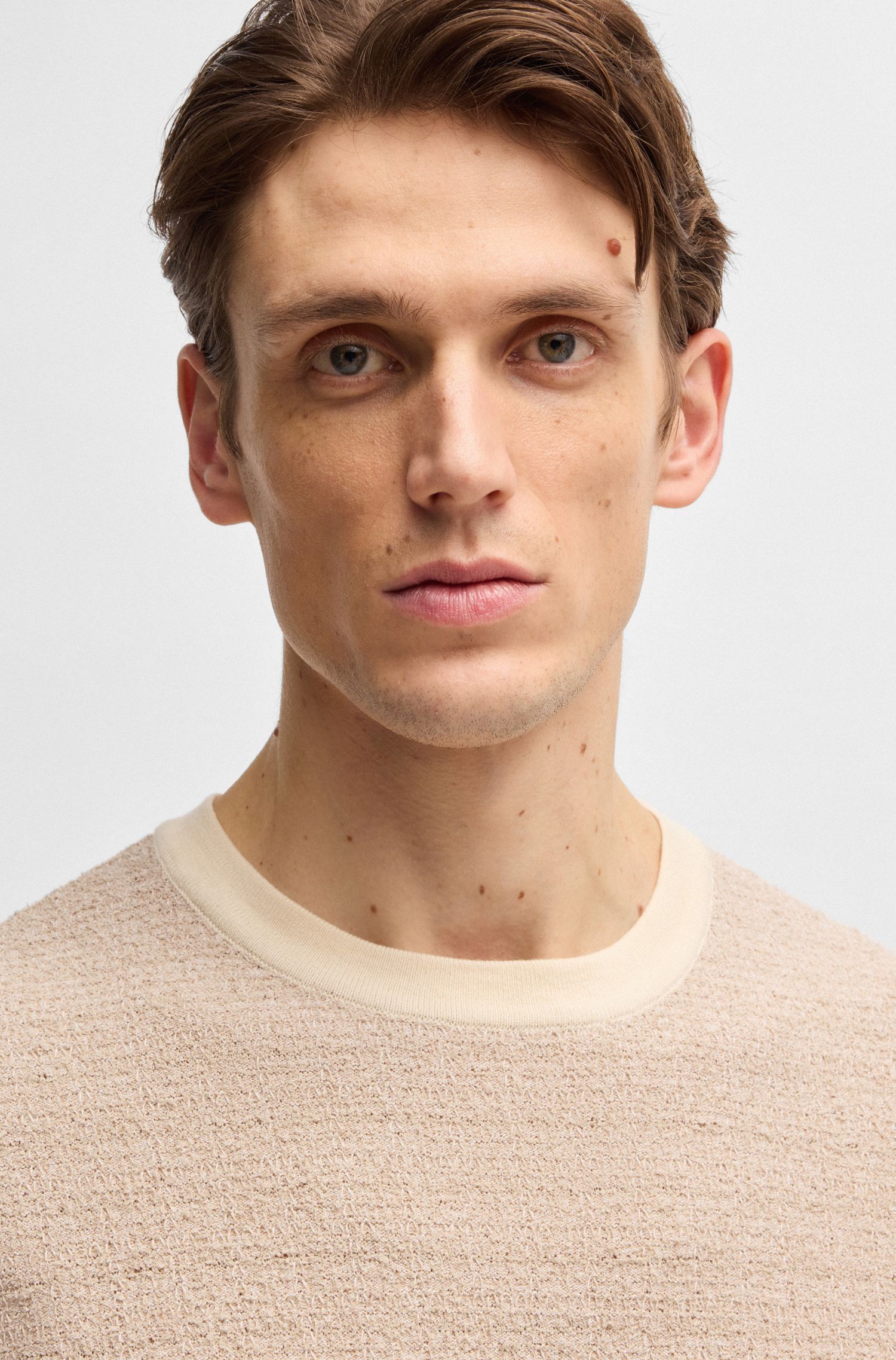 BOSS - Áo thun jacquard-knit dáng relaxed fit