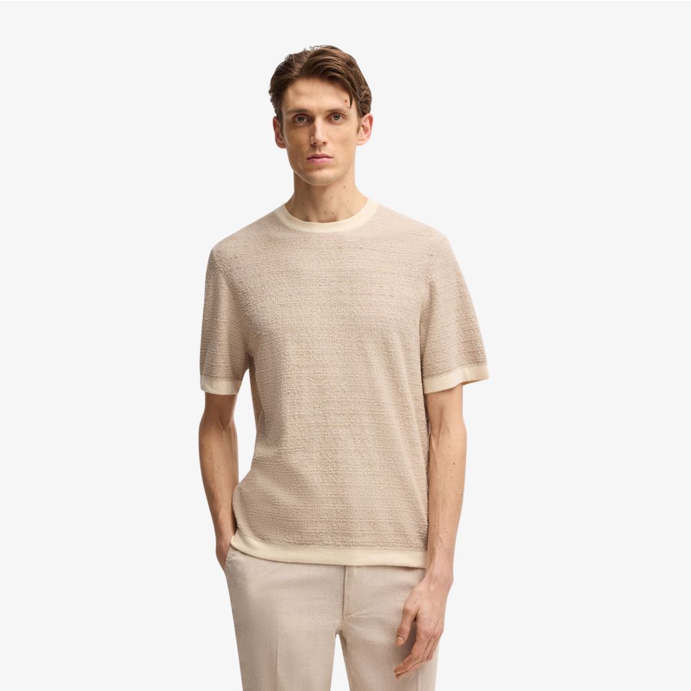 BOSS - Áo thun jacquard-knit dáng relaxed fit