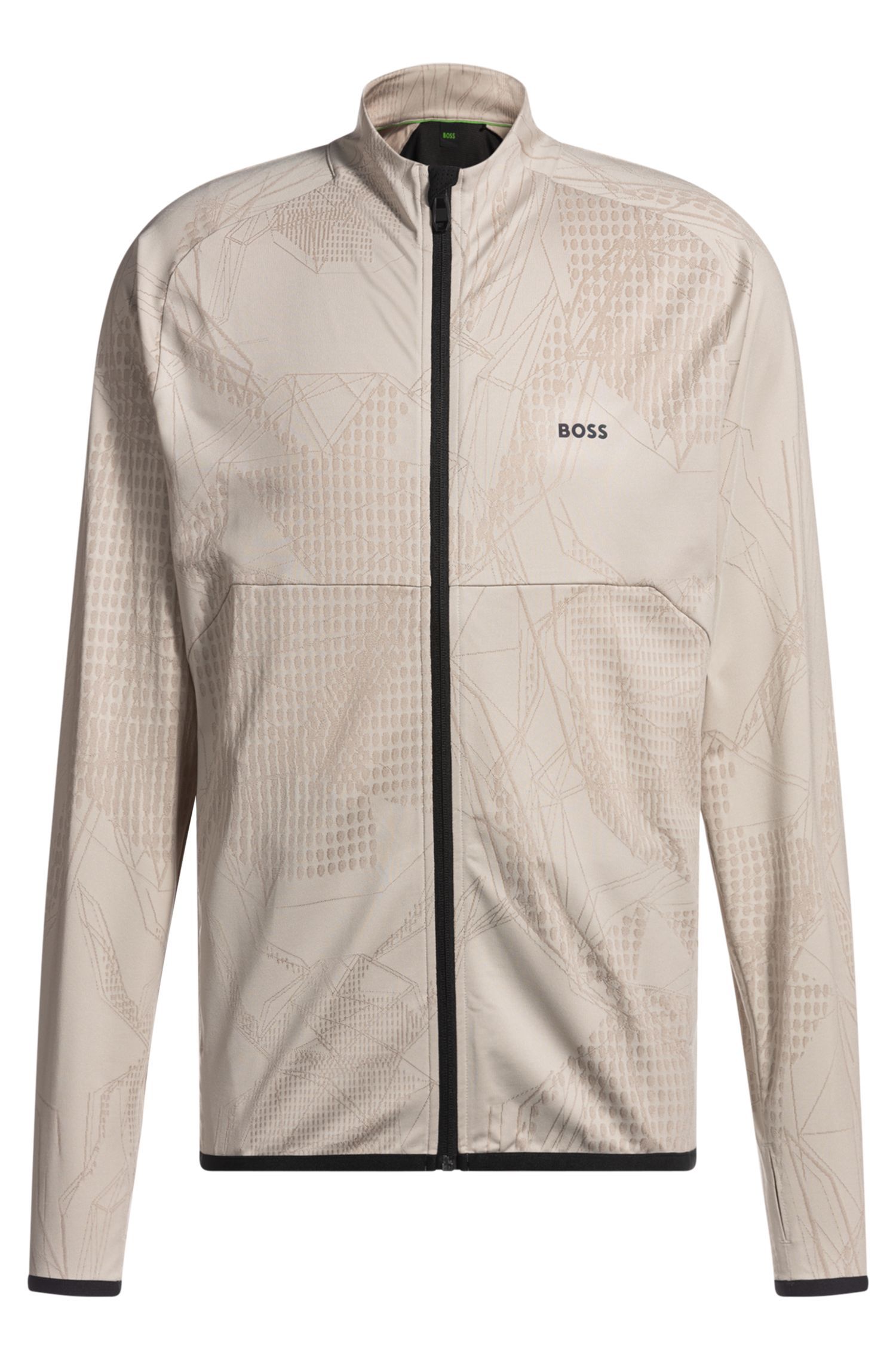 BOSS - Áo khoác khoá kéo họa tiết jacquard