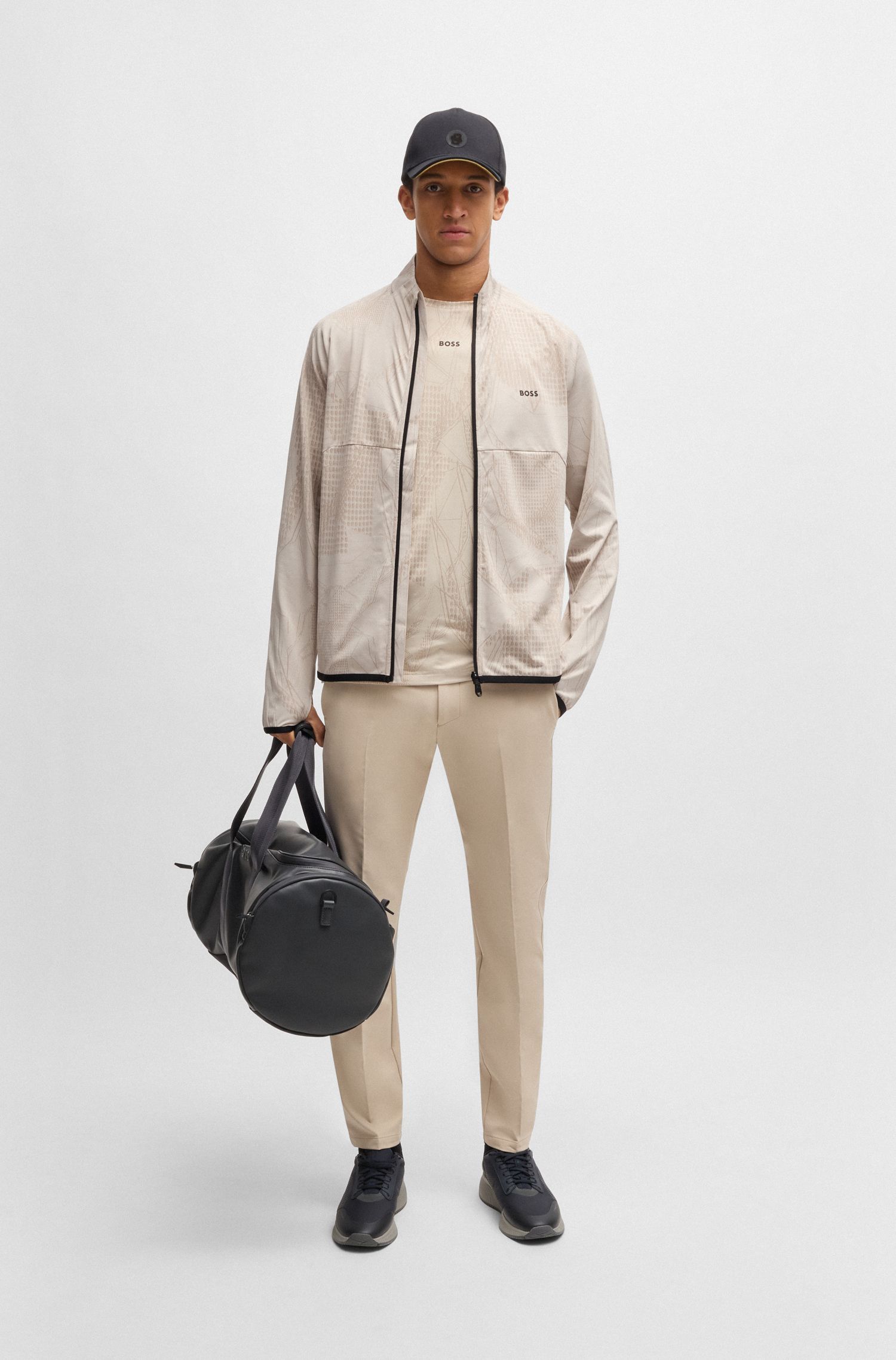BOSS - Áo khoác khoá kéo họa tiết jacquard