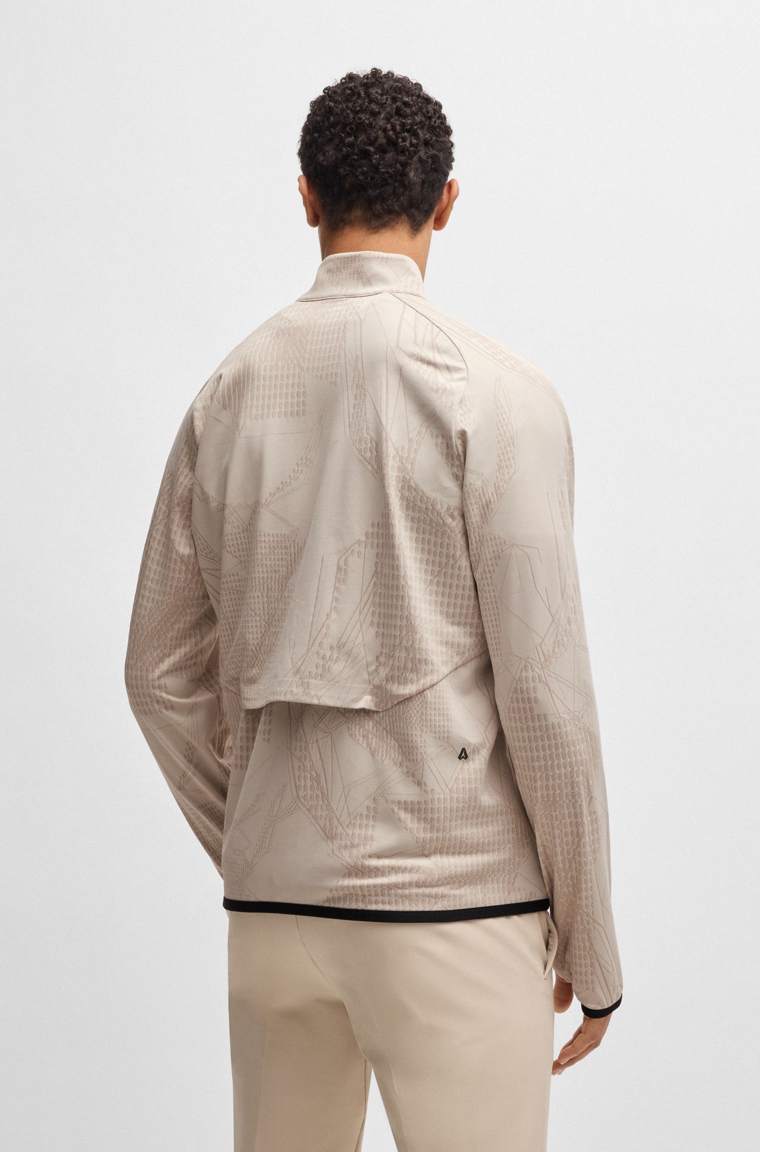 BOSS - Áo khoác khoá kéo họa tiết jacquard