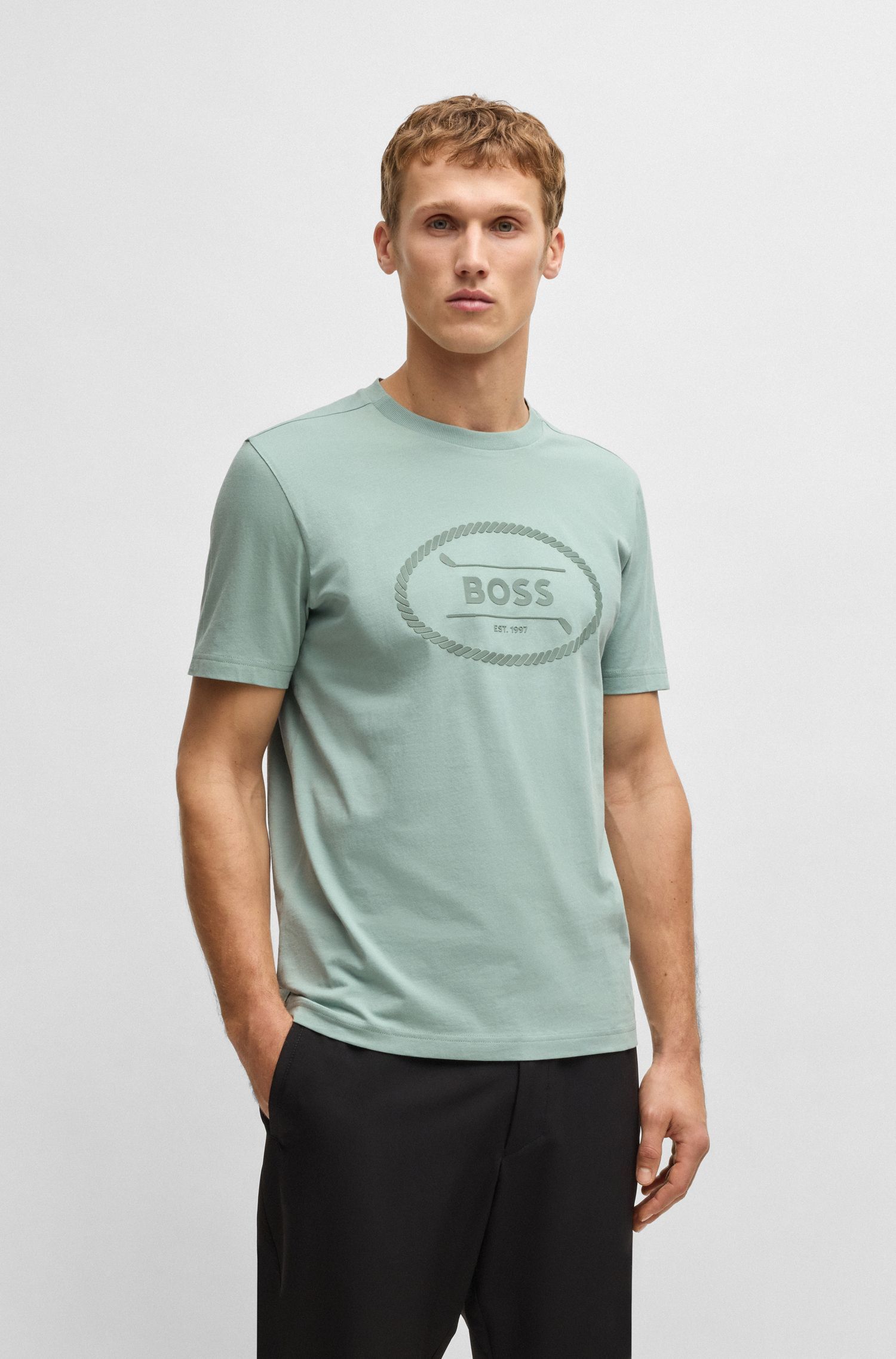 Áo thun cotton jersey họa tiết golf và logo