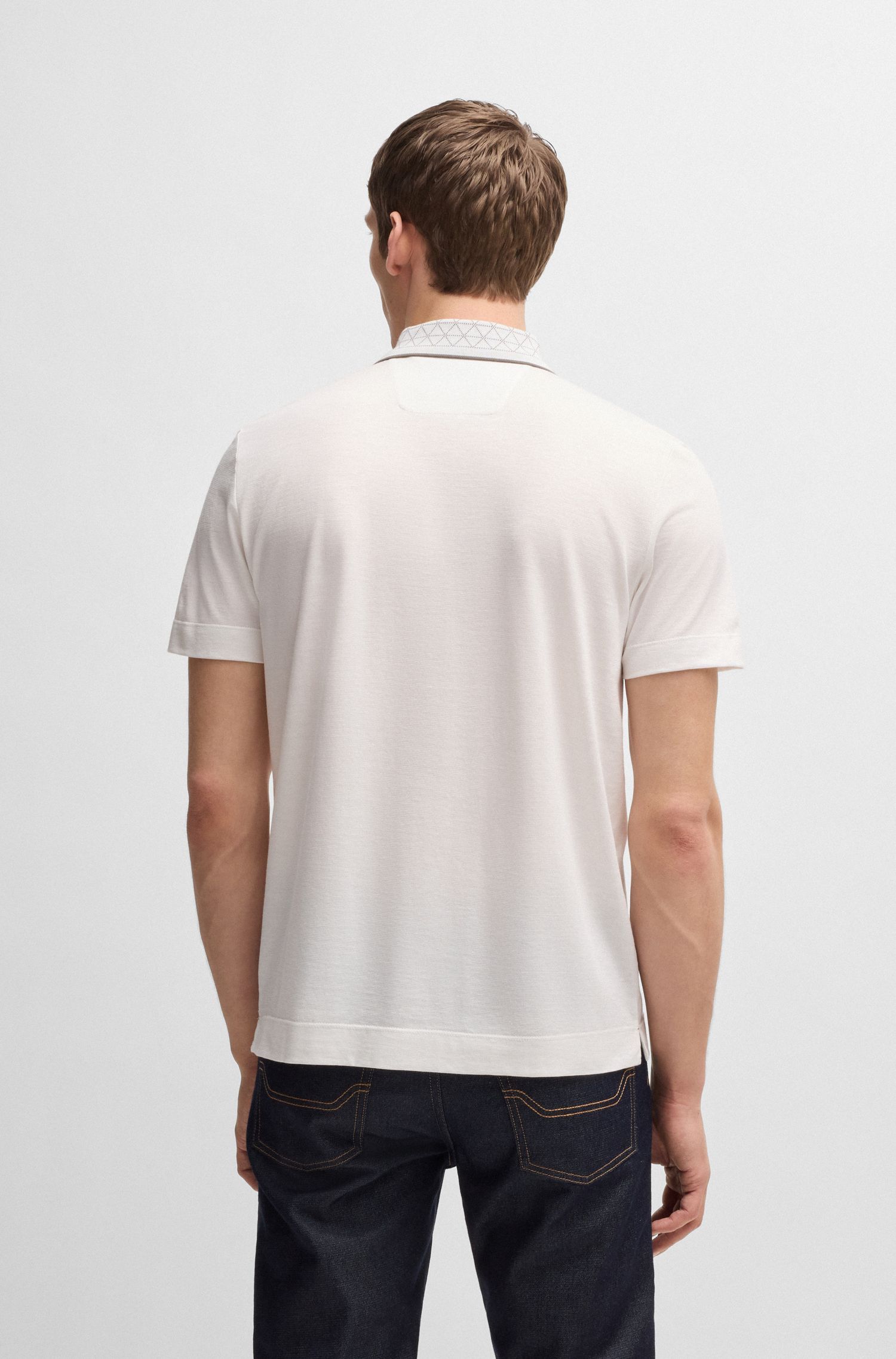 BOSS x Aston Martin Áo polo vải cotton linen và lụa