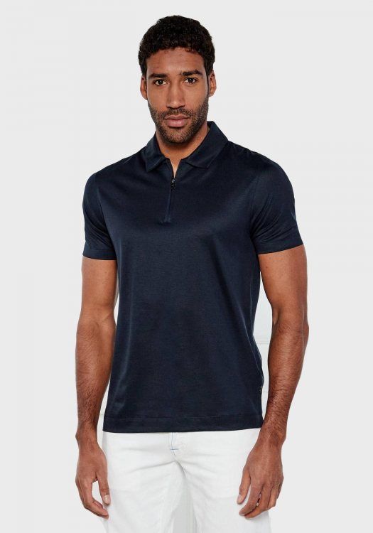 Áo polo ngắn tay vải lyocell và cotton dáng regular fit