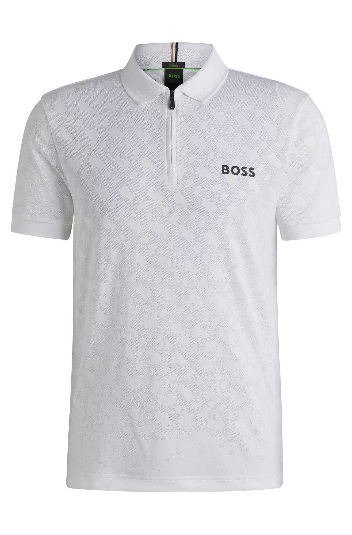 BOSS - Áo polo thể thao mau khô jacquard monogram chuyển sắc