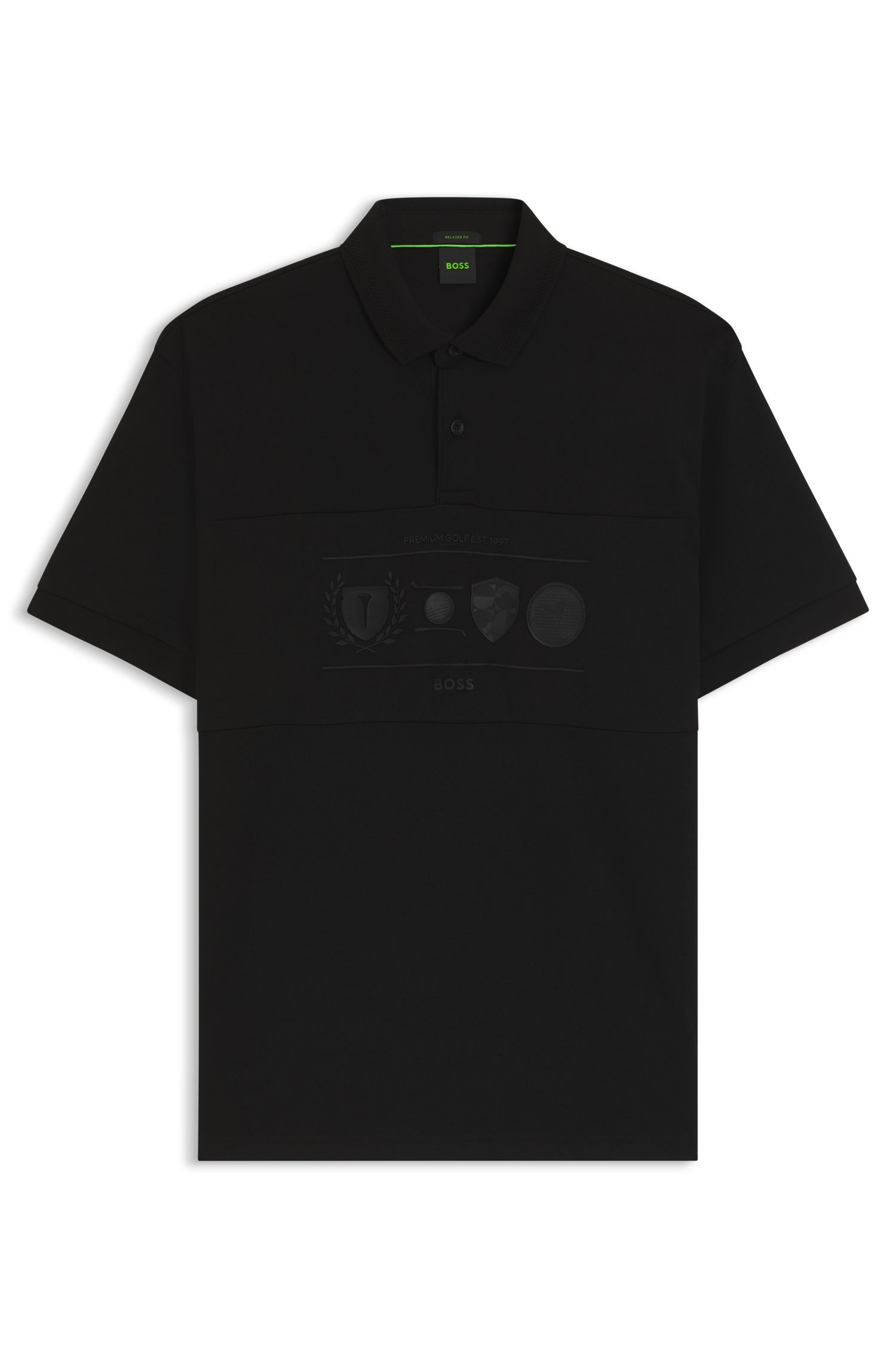 BOSS - Áo polo cotton dáng relaxed fit với họa tiết golf