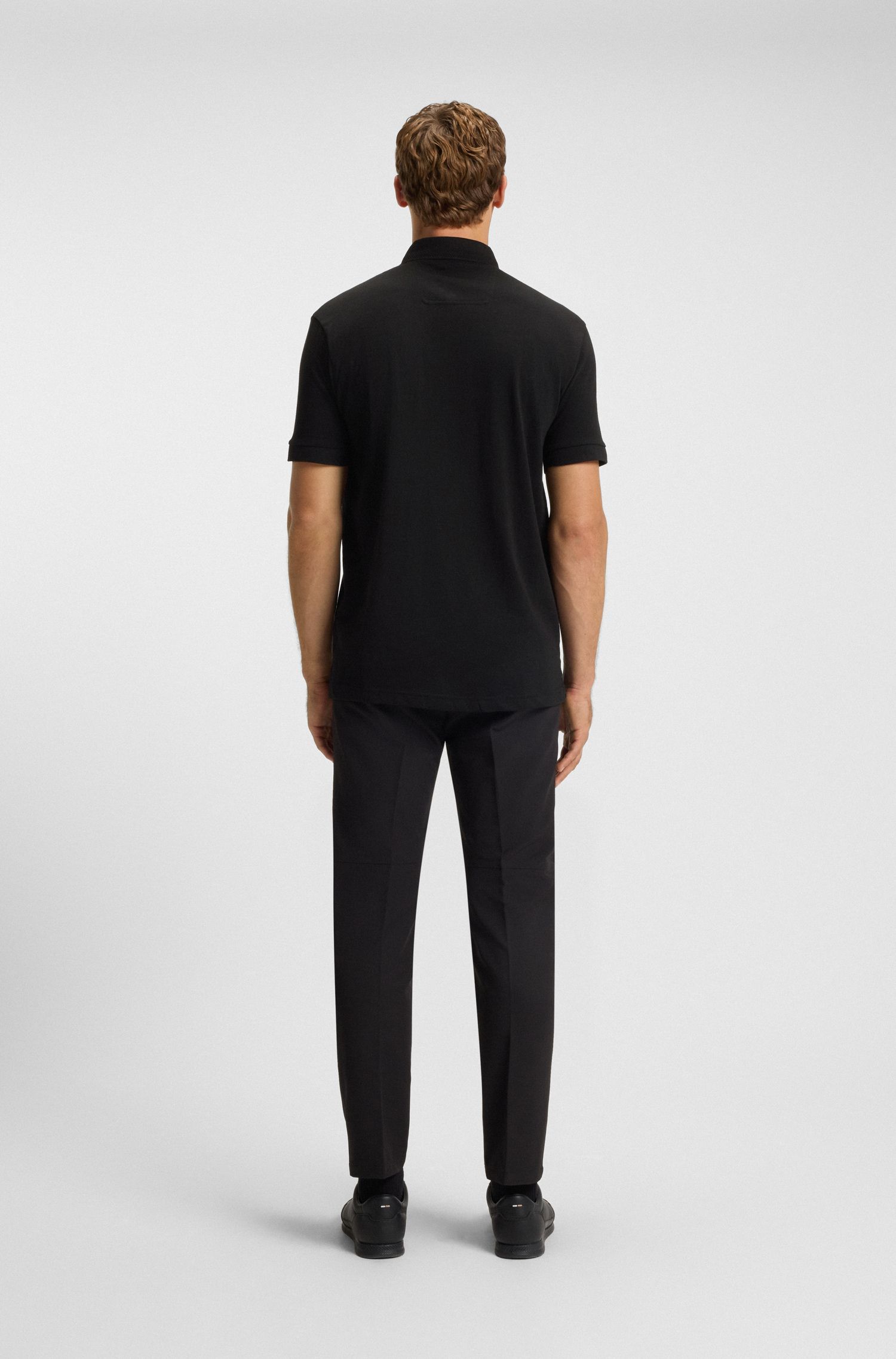 BOSS - Áo polo cotton dáng relaxed fit với họa tiết golf