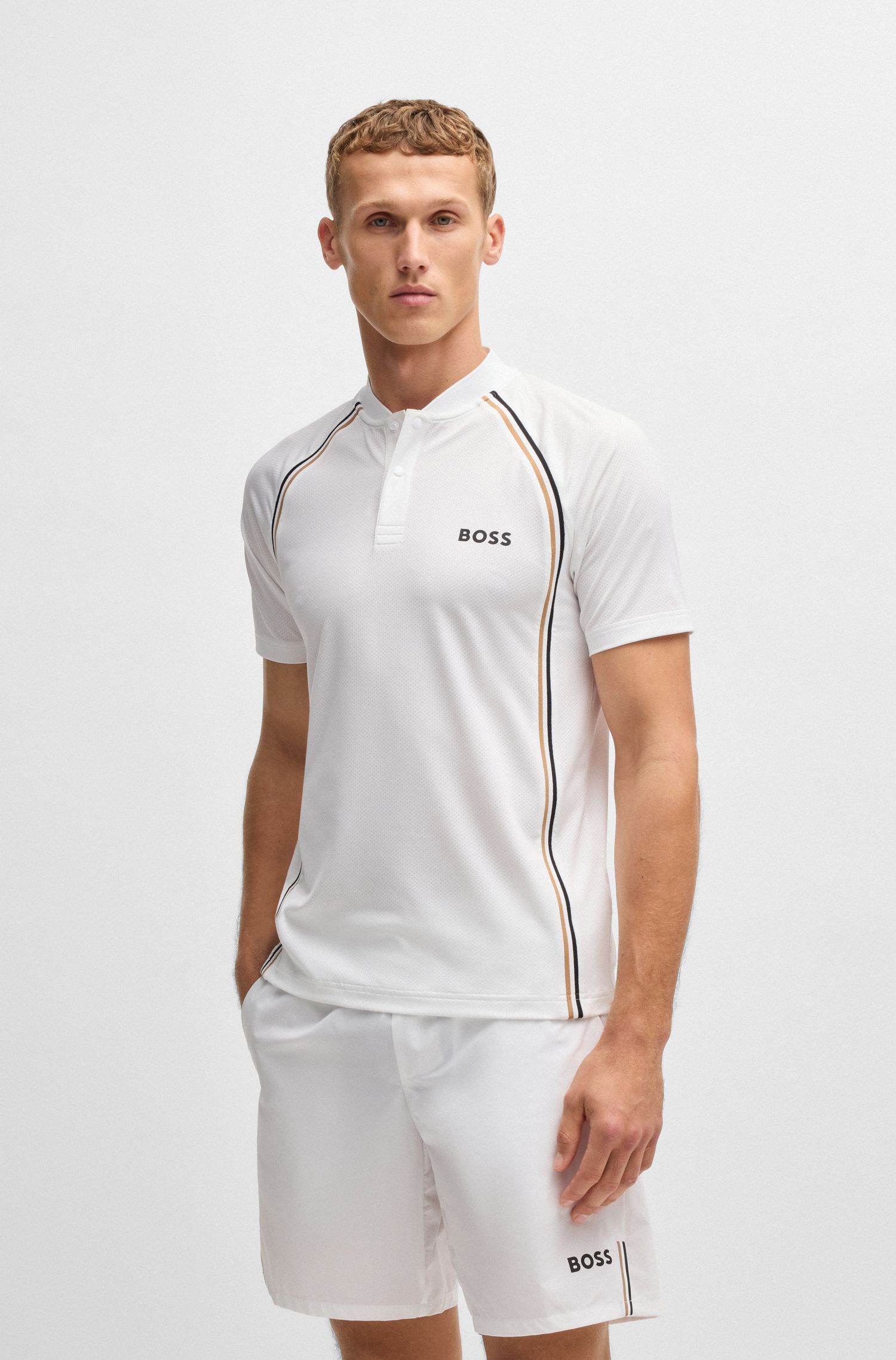 Áo polo slim fit thể thao lưới co giãn tối đa