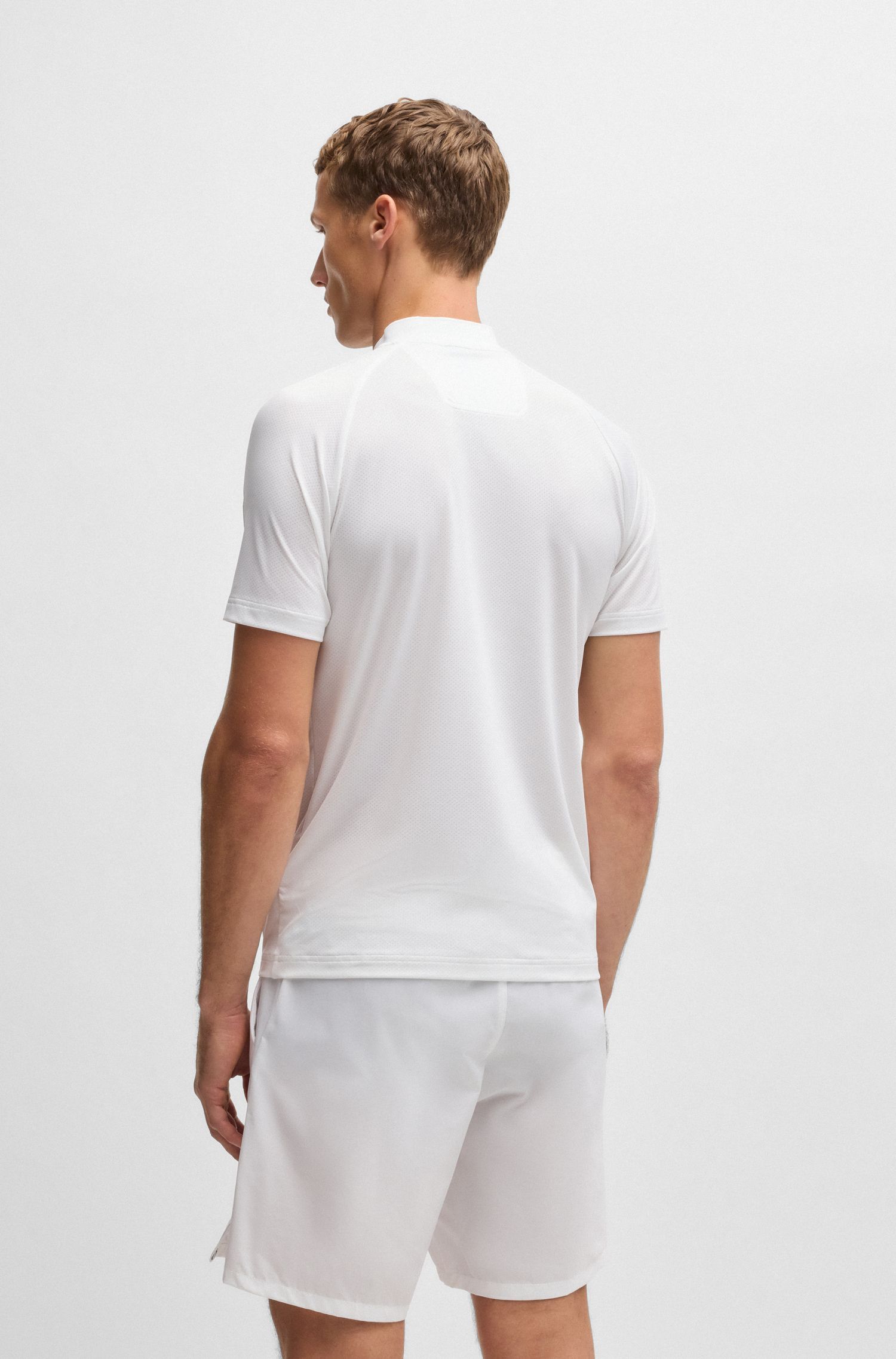 BOSS - Áo polo slim fit thể thao lưới co giãn tối đa