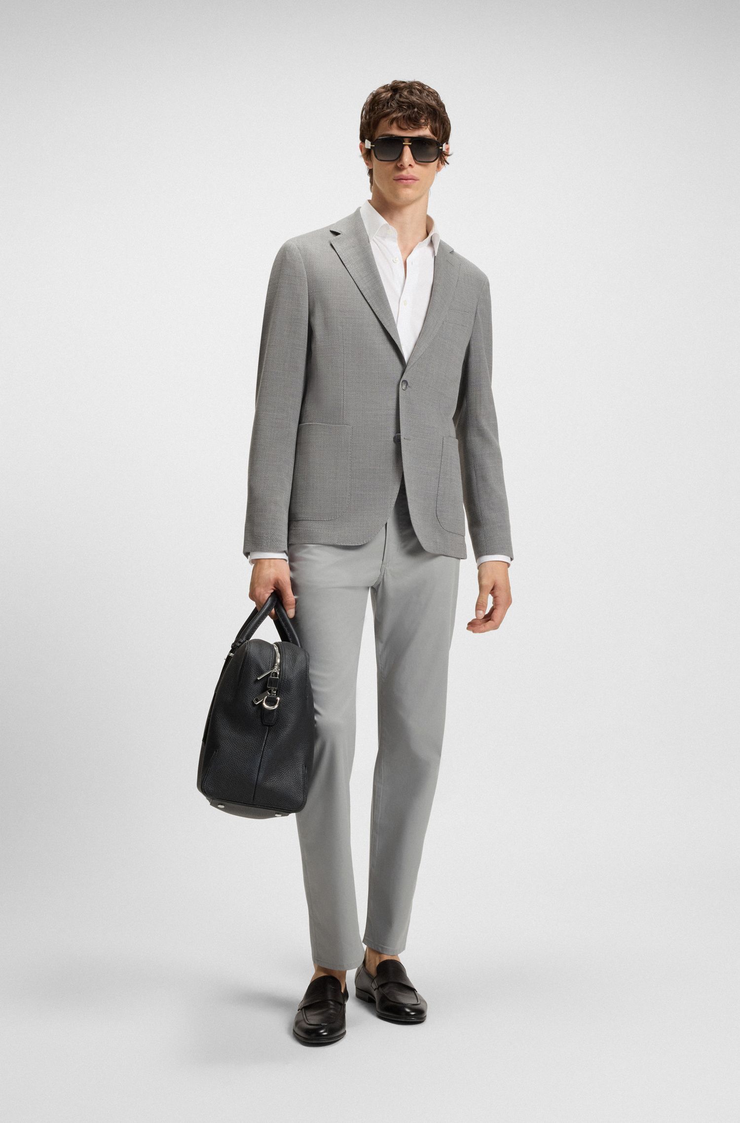 BOSS - Quần âu dáng ôm cotton lụa co giãn