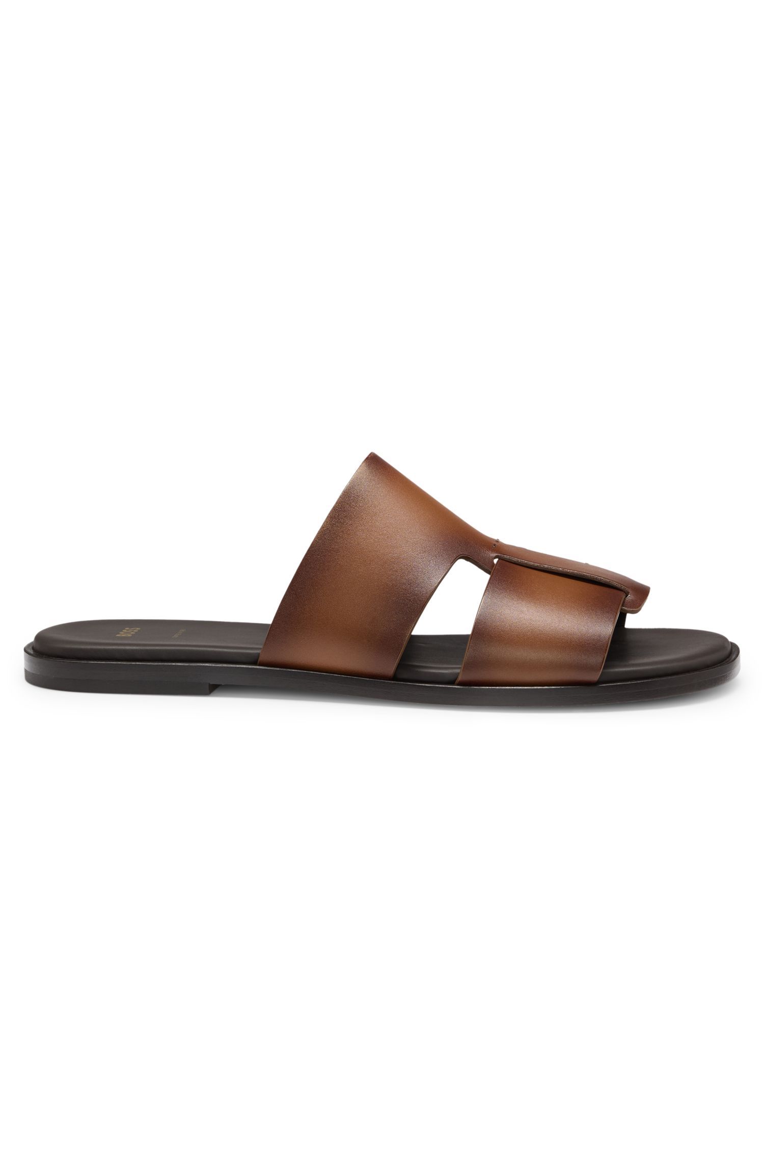 BOSS - Dép slide da với chi tiết cut-out