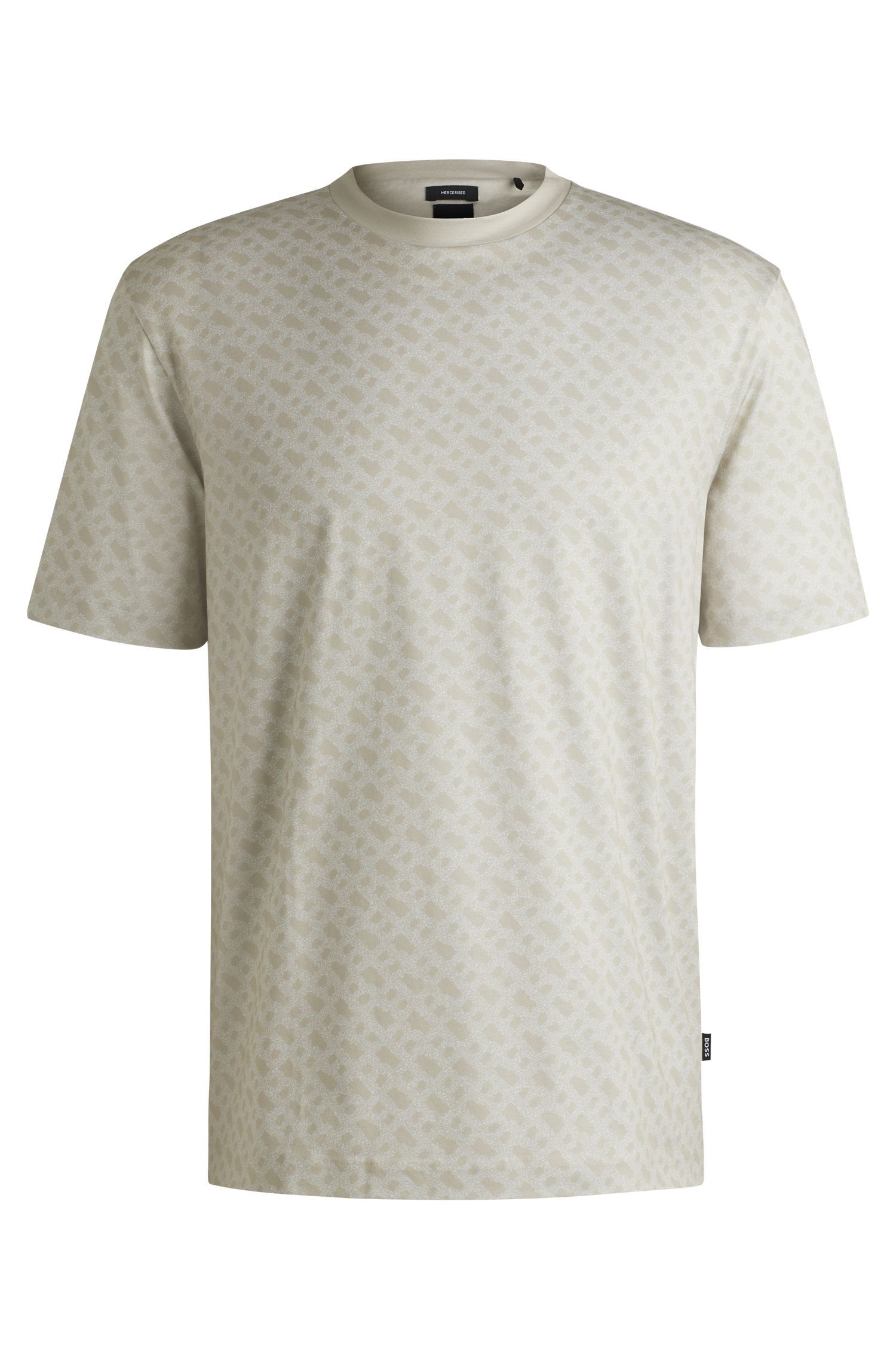 BOSS - Áo thun vải cotton in họa tiết monogram toàn bộ