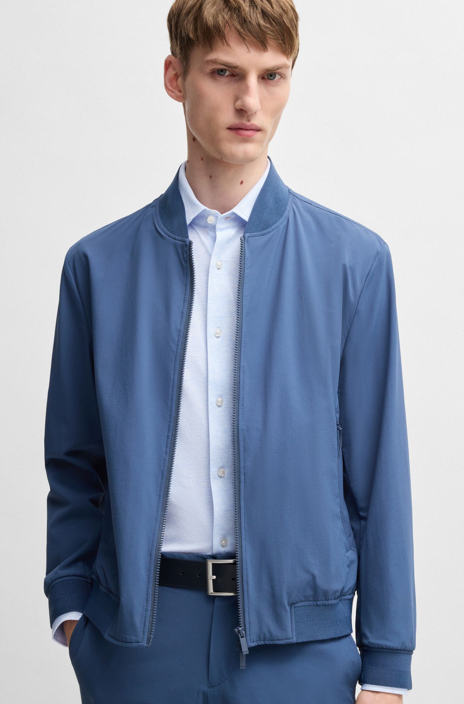 BOSS - Áo sơ mi dáng slim fit vải hiệu suất cao in hình