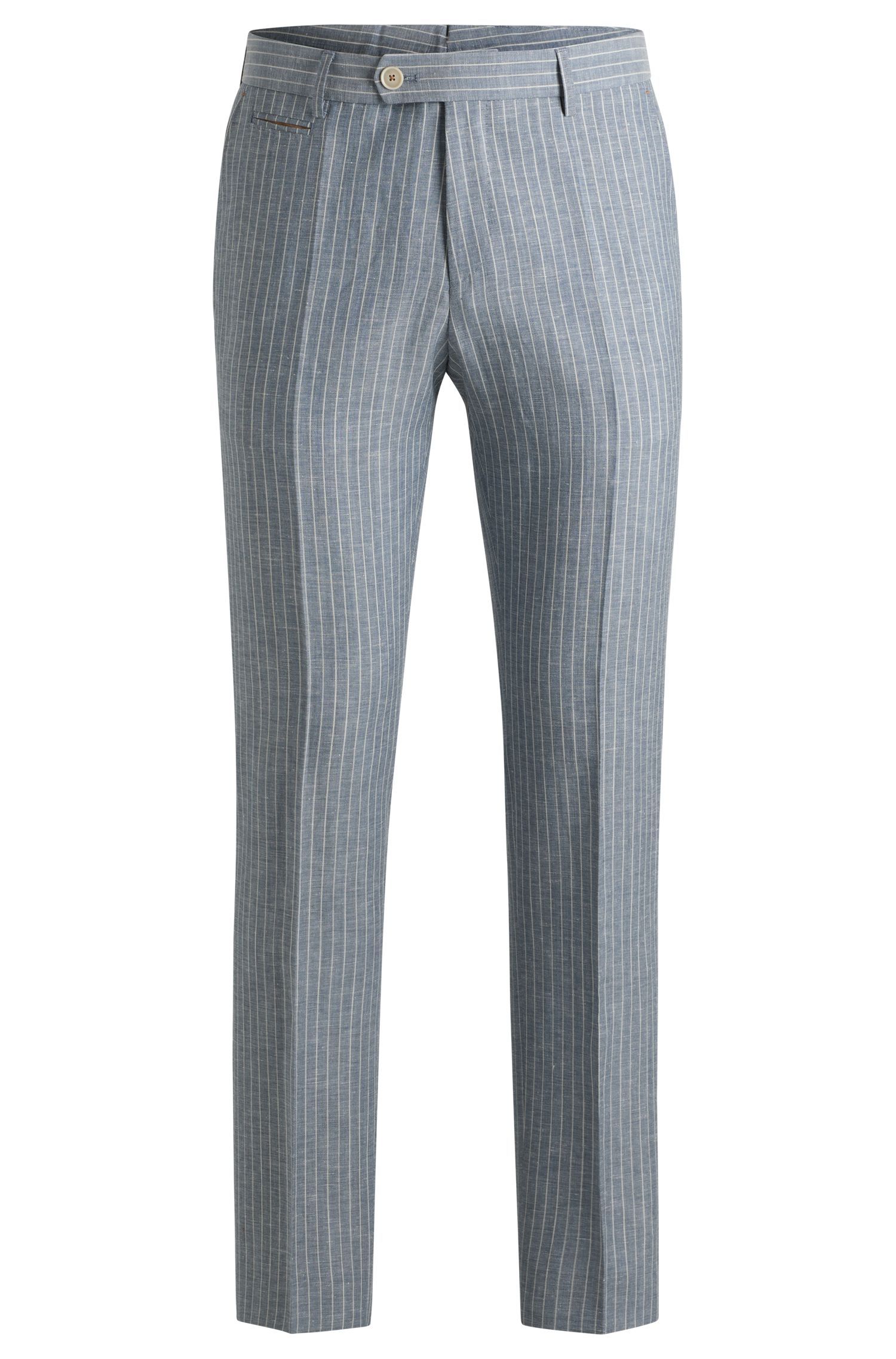 BOSS - Quần tây dáng slim fit chất liệu len pha
