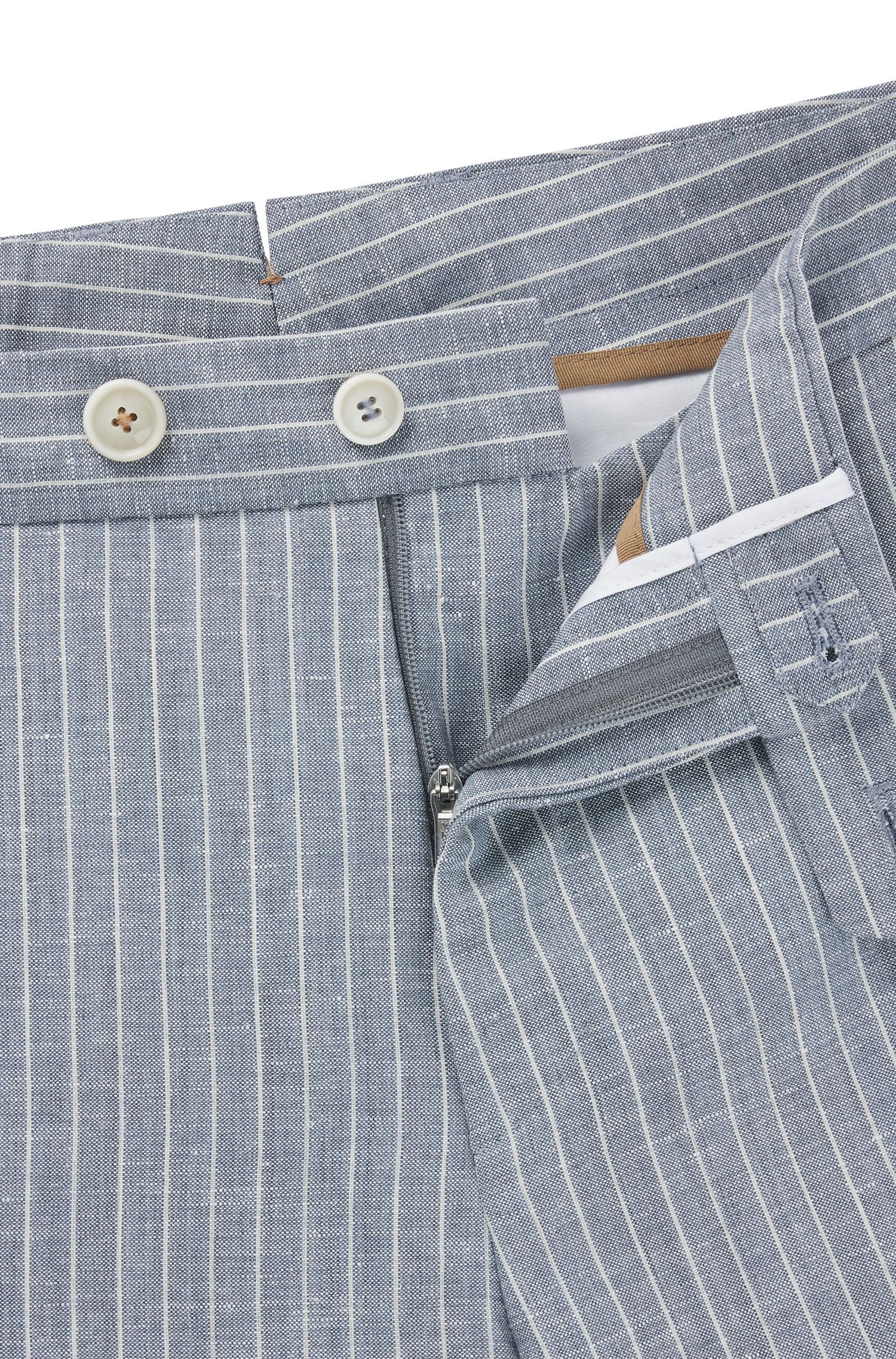 BOSS - Quần tây dáng slim fit chất liệu len pha