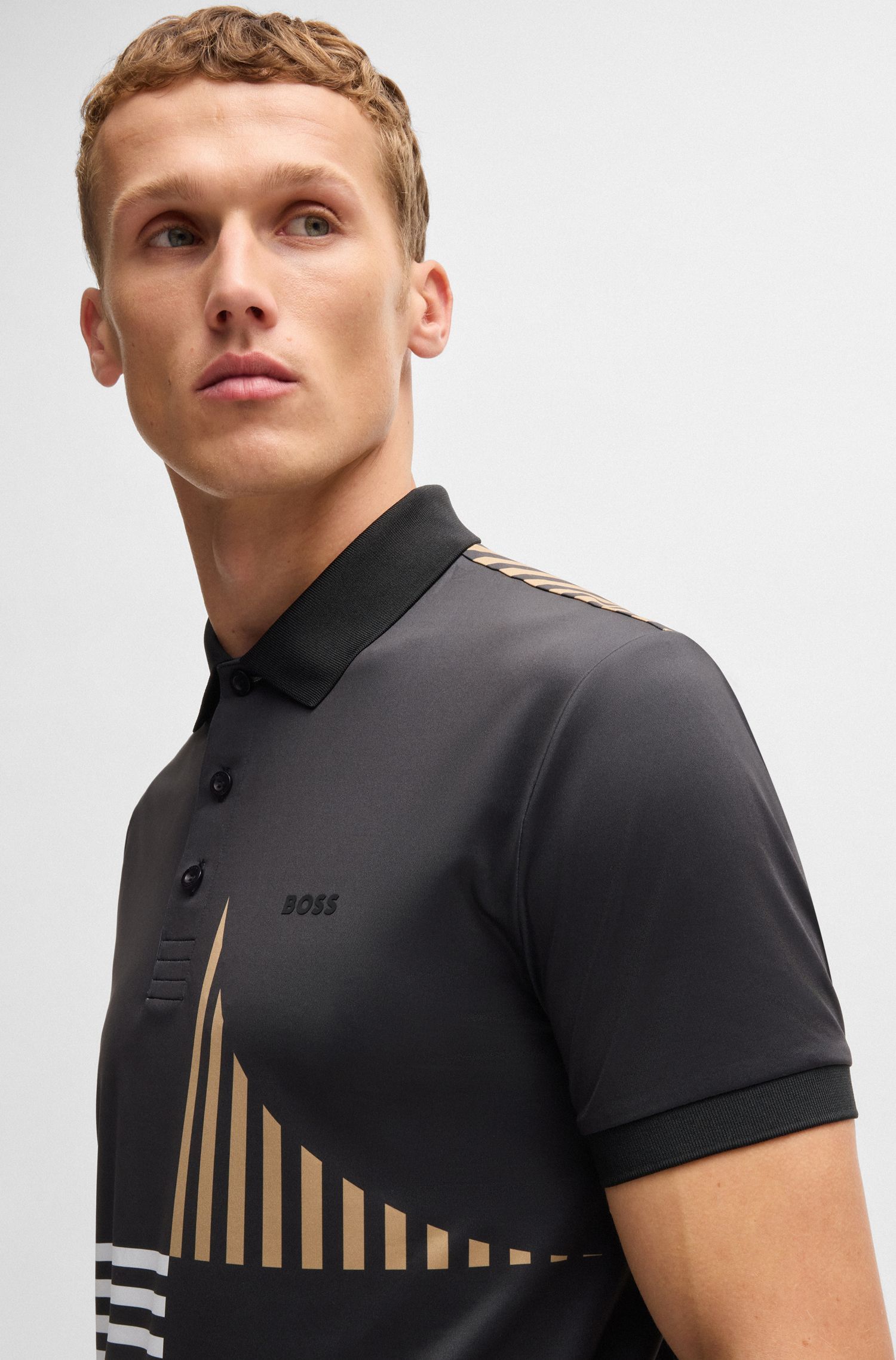 BOSS - Áo polo Paddy Active chất liệu jersey co giãn in kỹ thuật số