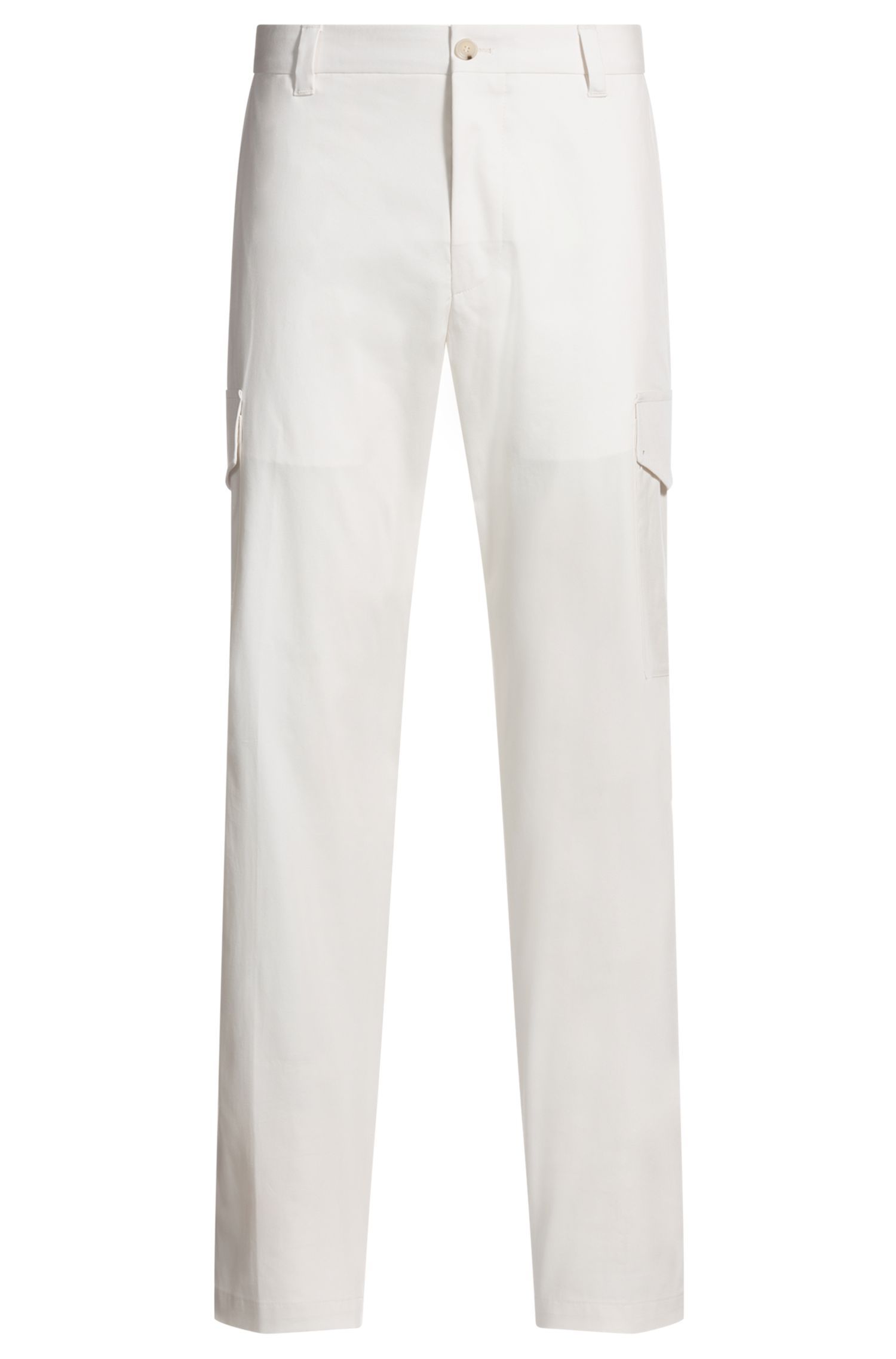 BOSS - Quần dài dáng tapered fit vải cotton pha lụa