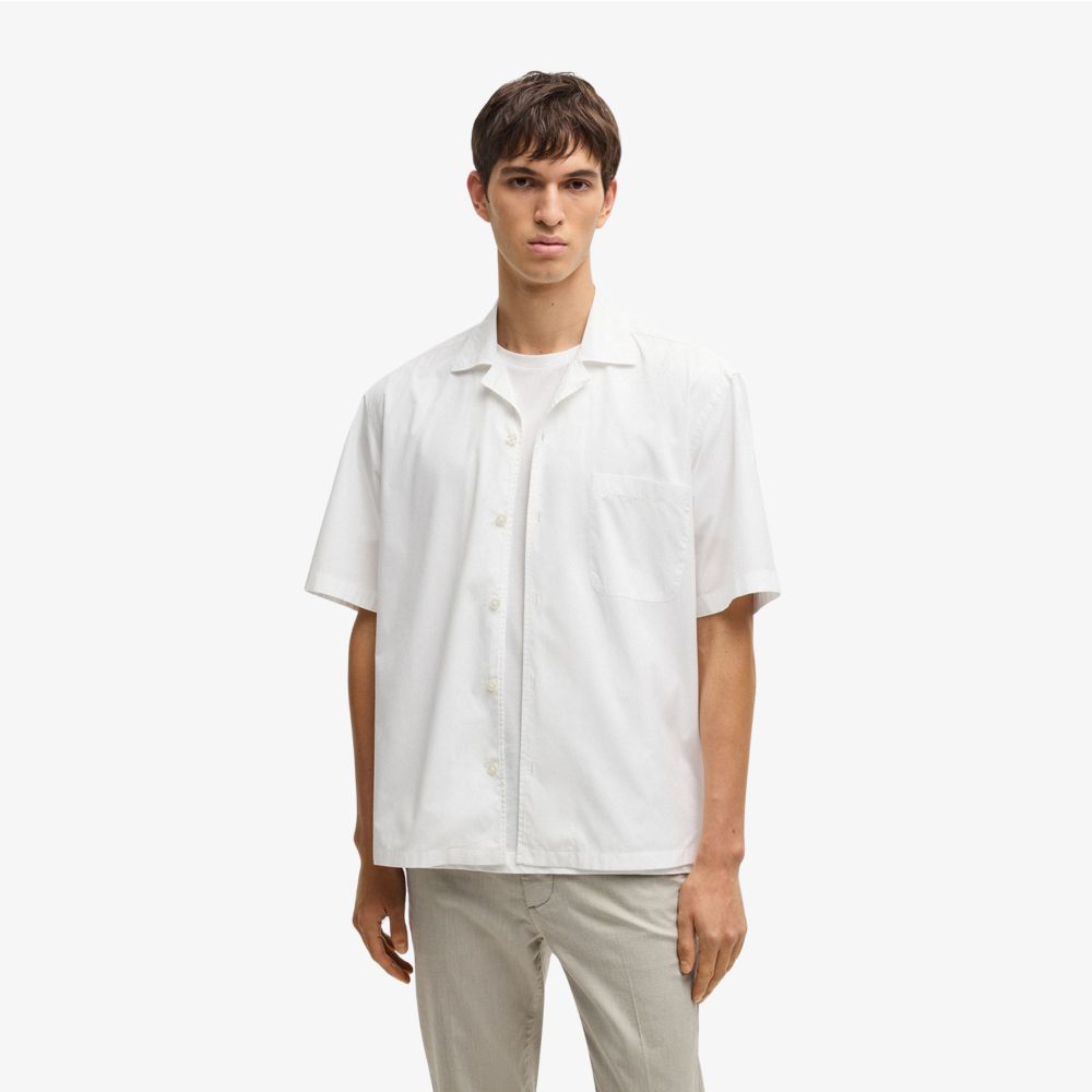 BOSS - Áo sơ mi dáng relaxed fit cotton poplin Ý