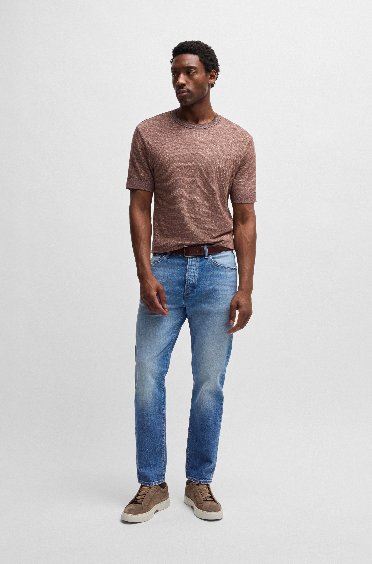 BOSS - Quần jeans dáng classic fit chất liệu denim