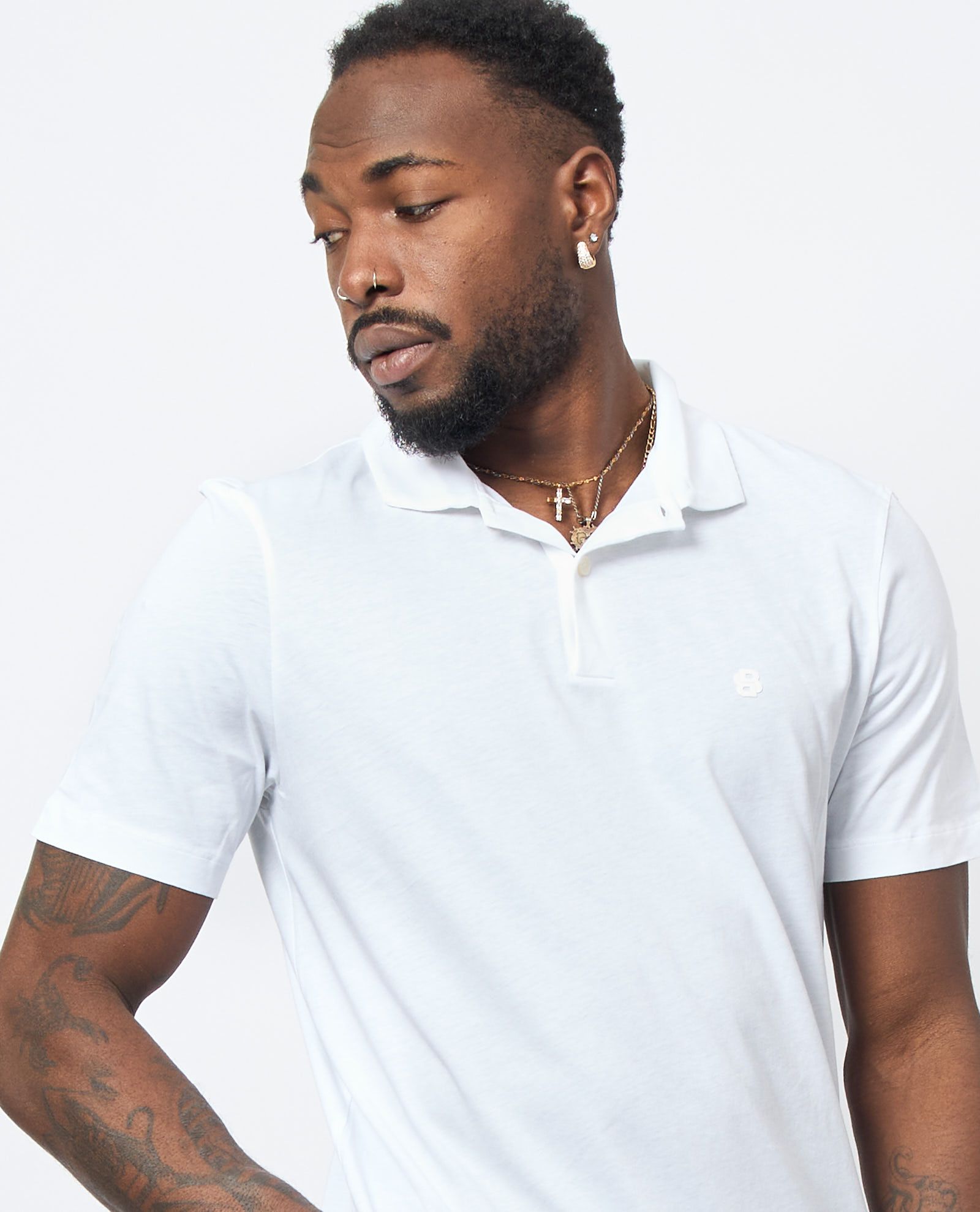 BOSS - Áo polo 3 cúc vải jersey dáng regular fit