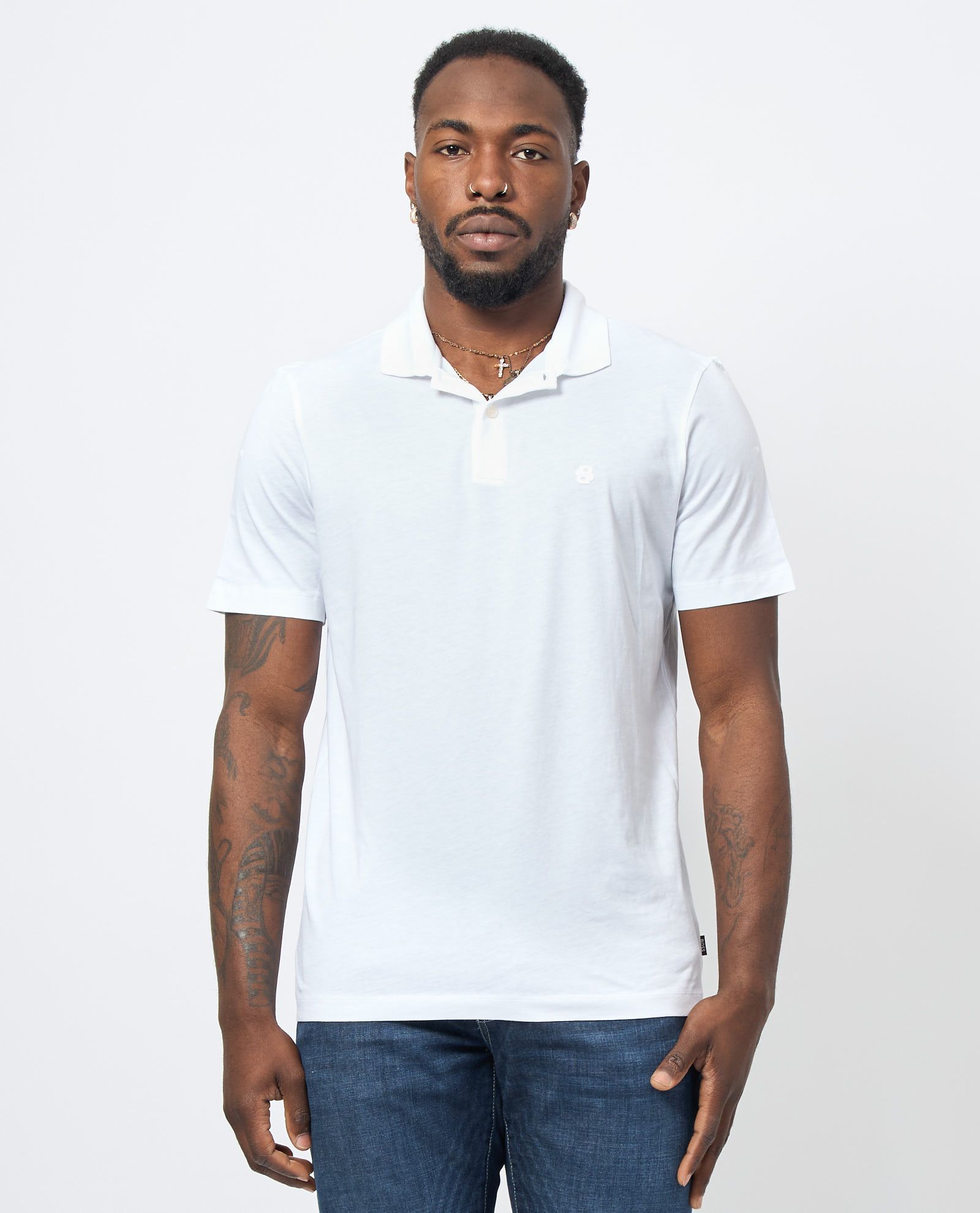 BOSS - Áo polo 3 cúc vải jersey dáng regular fit