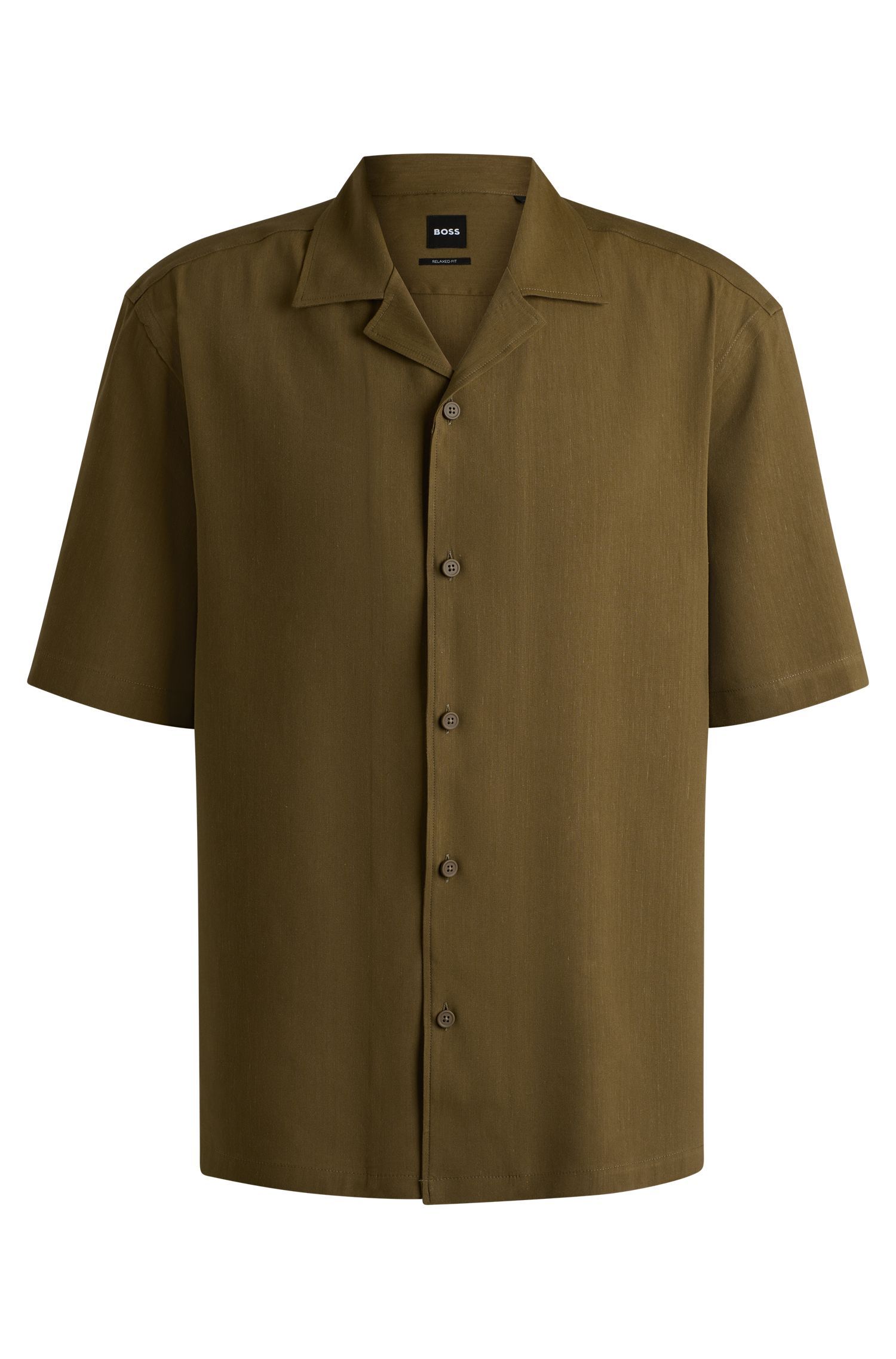 BOSS - Áo sơ mi dáng relaxed fit vải linen