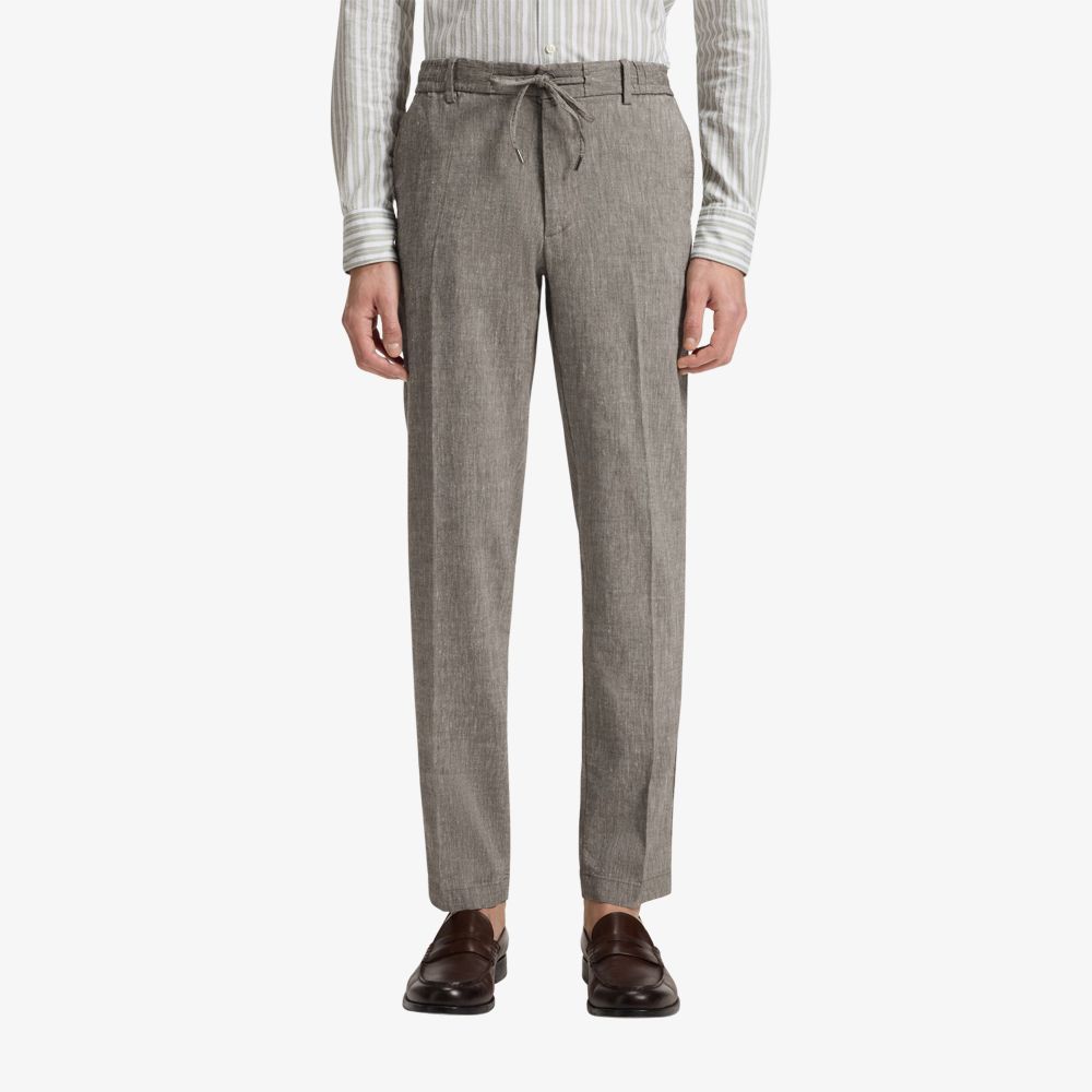 Quần âu dáng regular-fit vải linen pha