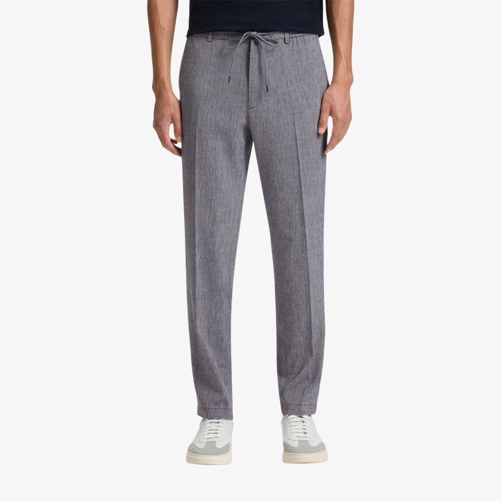 Quần âu dáng regular-fit vải linen pha