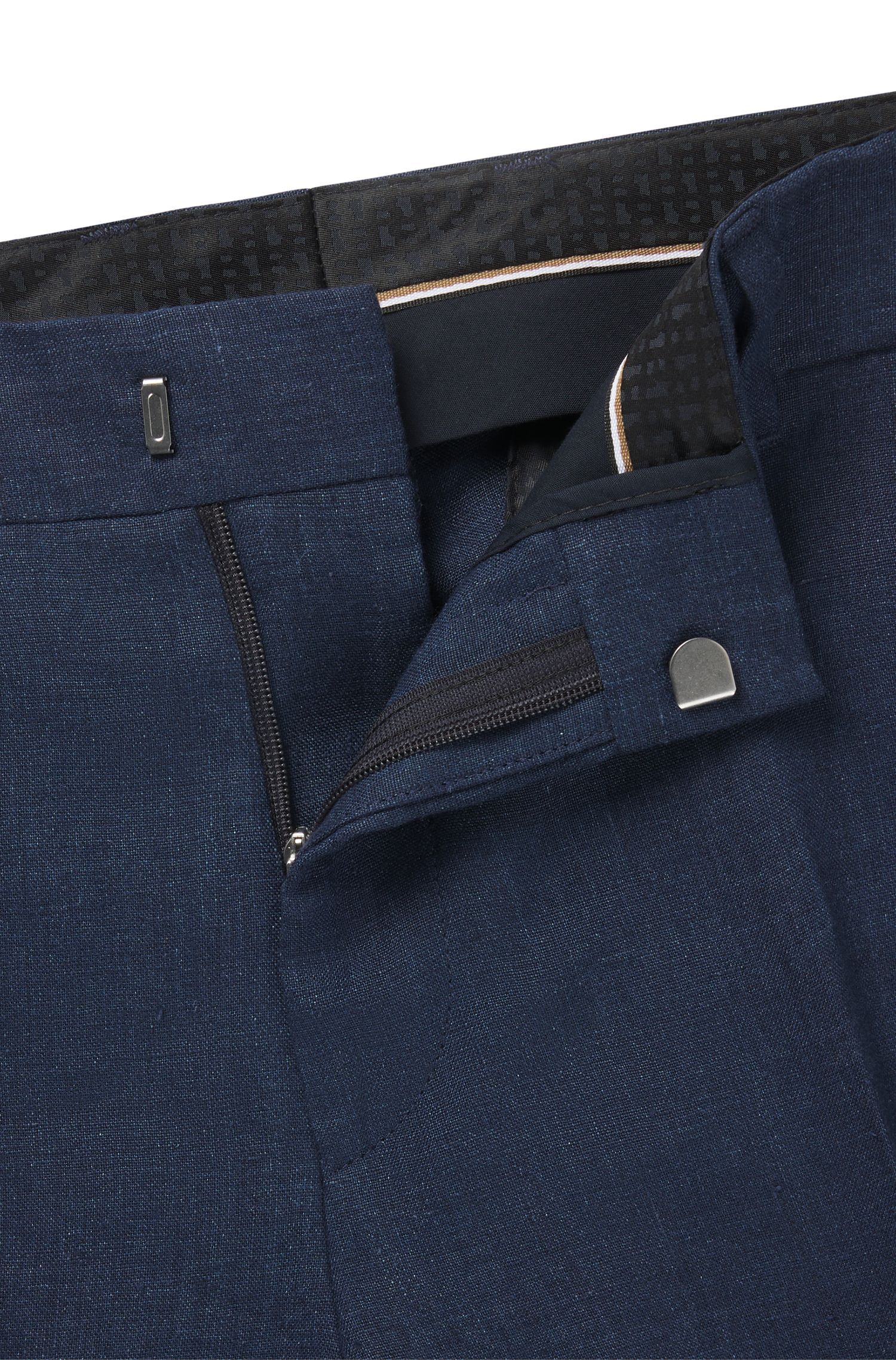BOSS - Quần tây công sở chất liệu linen canvas