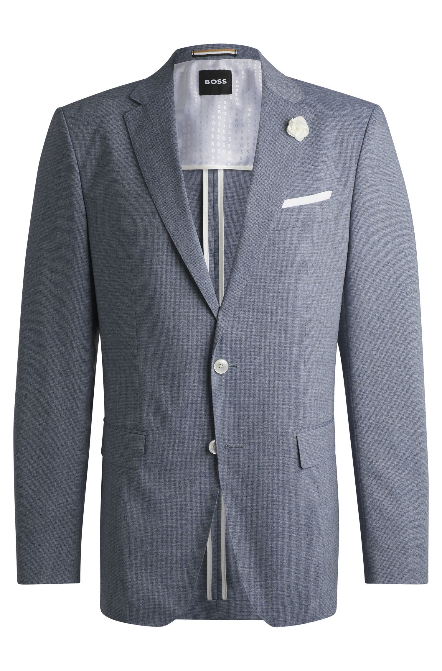 BOSS - Áo vest dáng slim fit chất liệu wool pha họa tiết