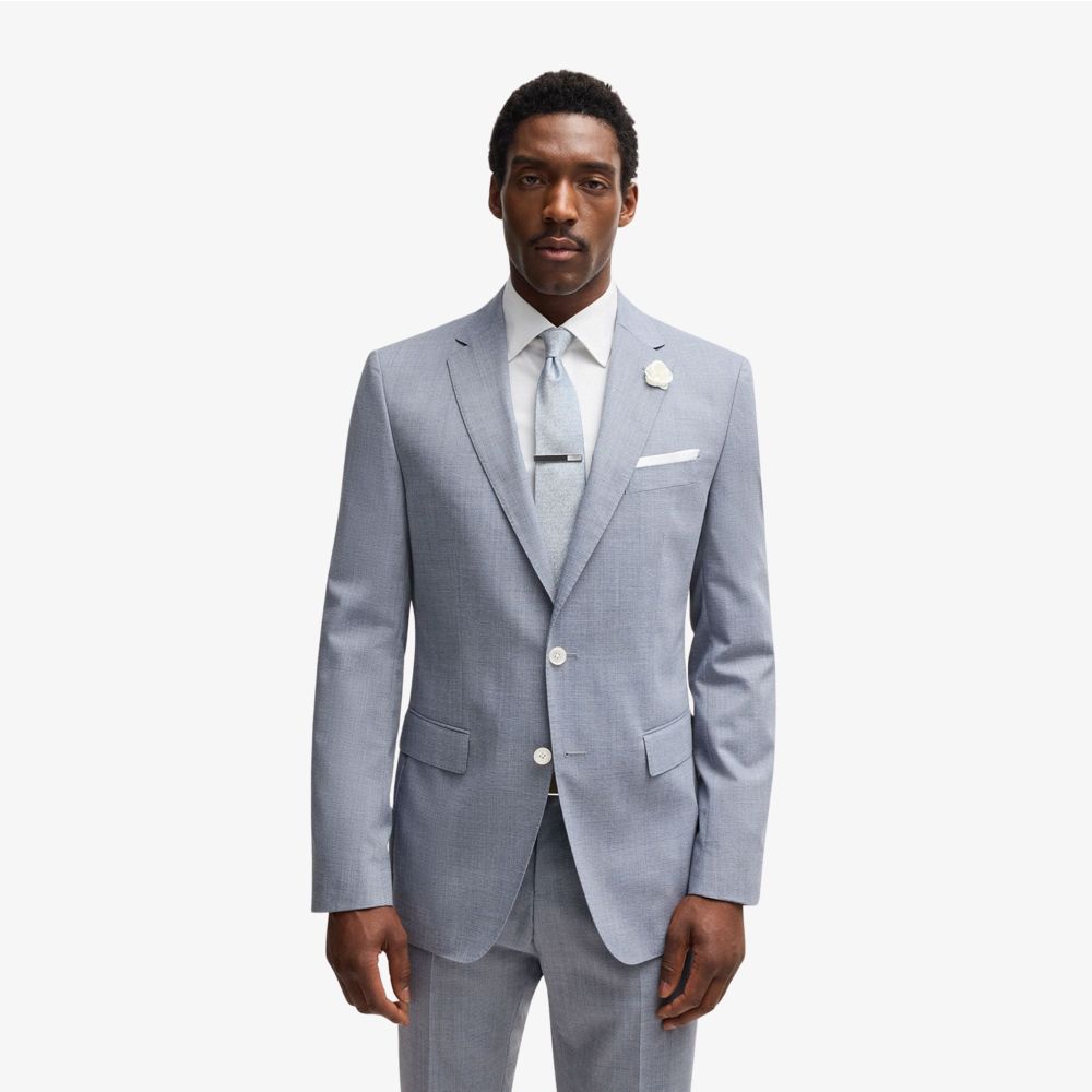 BOSS - Áo vest dáng slim fit chất liệu wool pha họa tiết