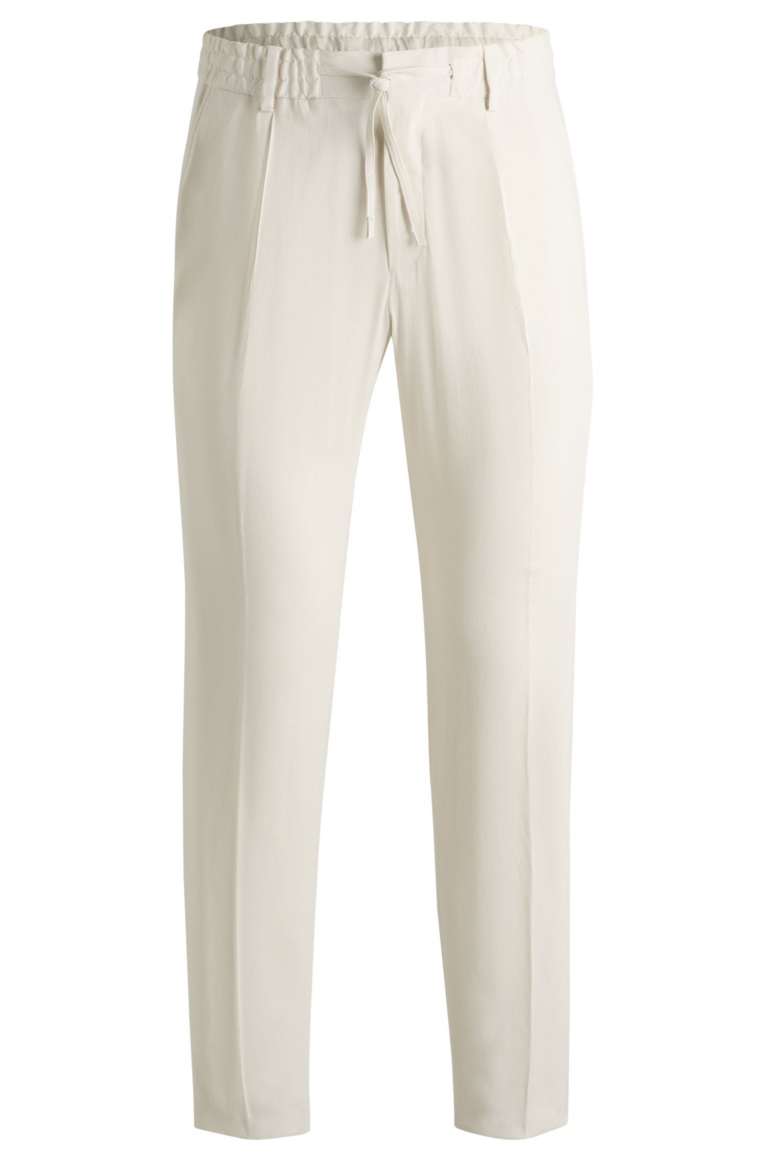 BOSS - Quần tây dáng tapered fit chất liệu linen pha