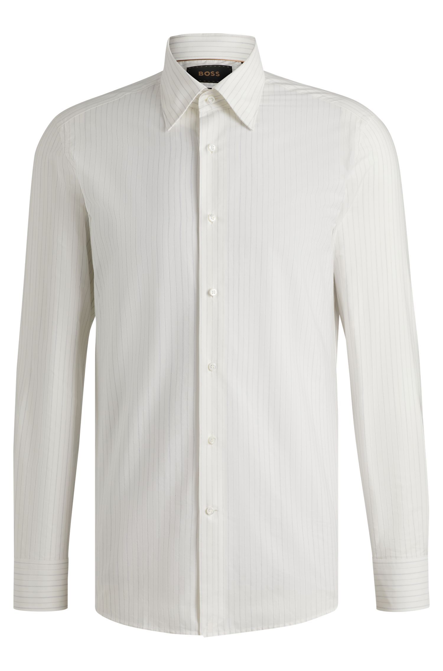BOSS - Áo sơ mi dáng ôm slim fit chất liệu cotton sọc Ý