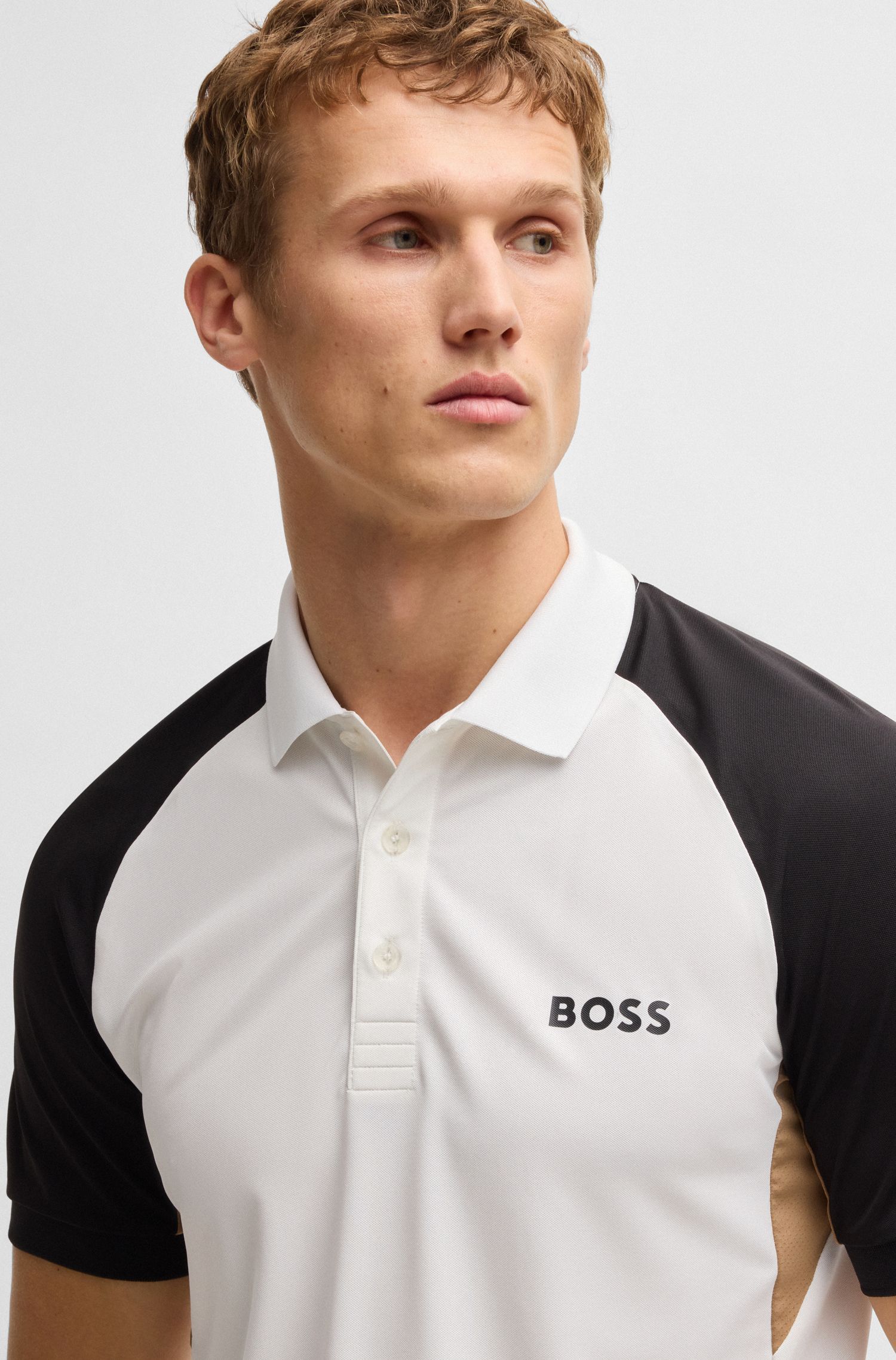 BOSS - Áo polo Active Paddy phối màu với chi tiết lưới