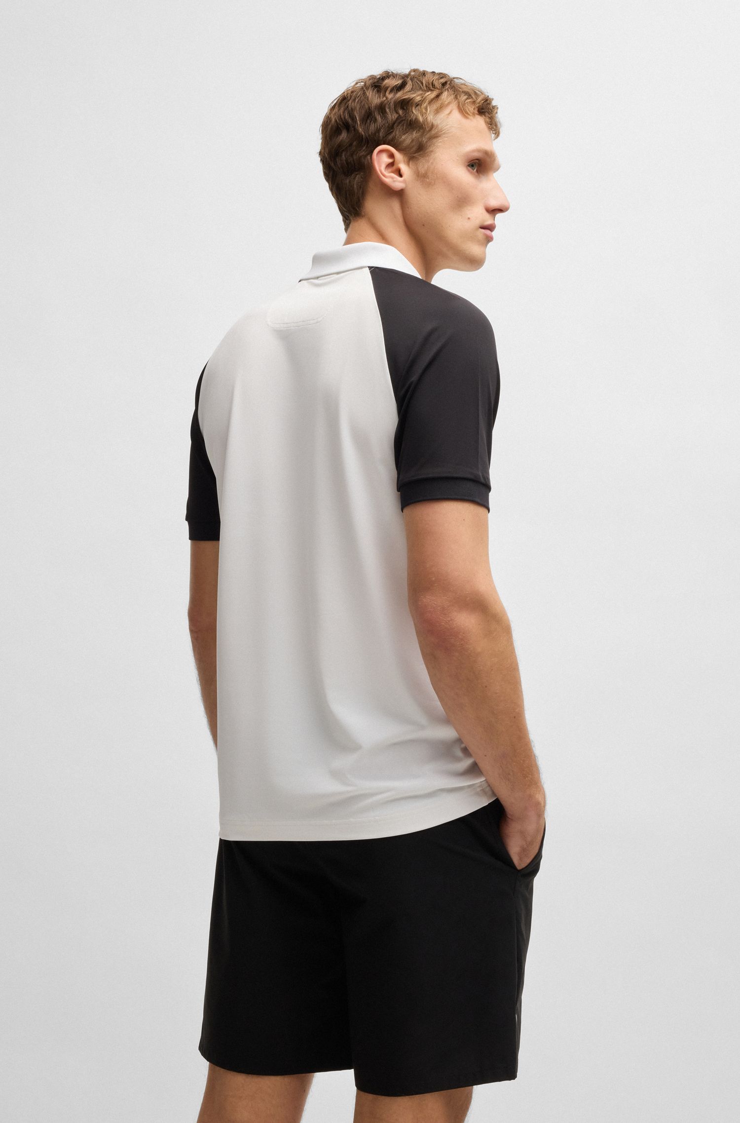 BOSS - Áo polo Active Paddy phối màu với chi tiết lưới