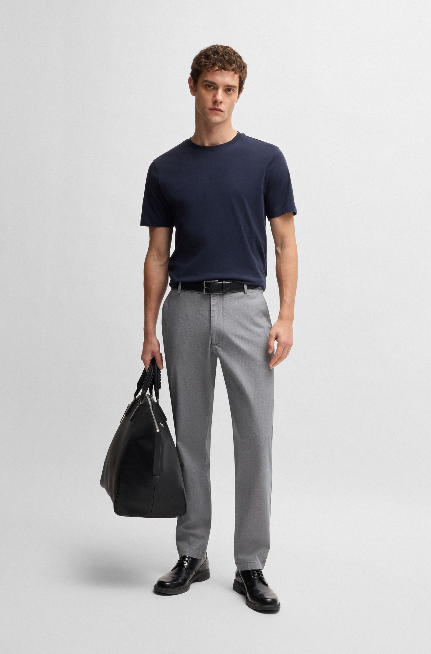 BOSS - Quần dáng regular fit chất liệu cotton co giãn in họa tiết
