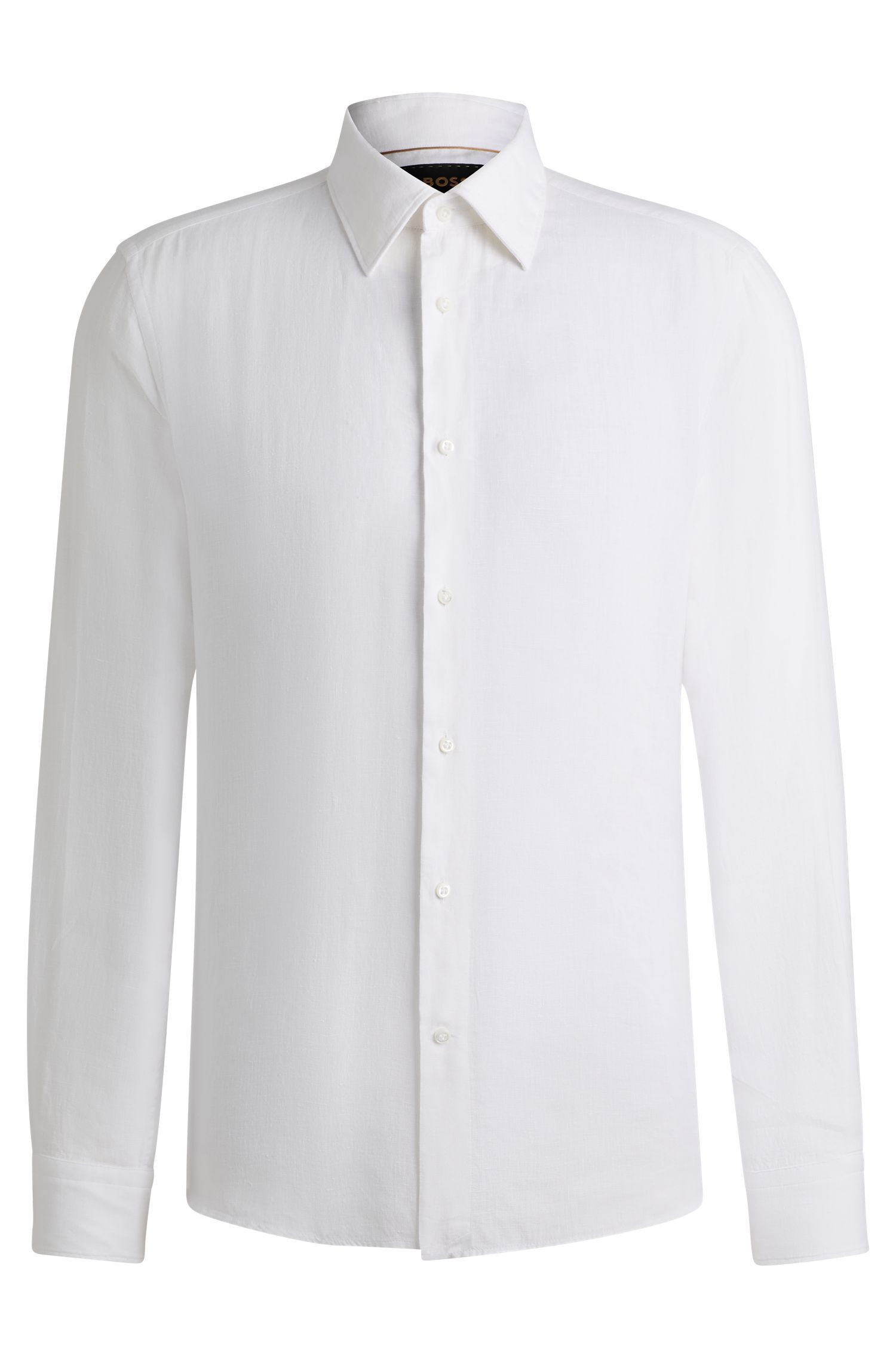 BOSS - Áo sơ mi dáng ôm slim fit chất liệu linen
