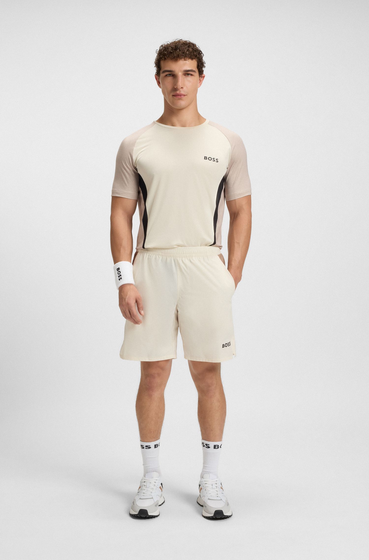 BOSS - Quần short tennis vải co giãn kiểm soát độ ẩm
