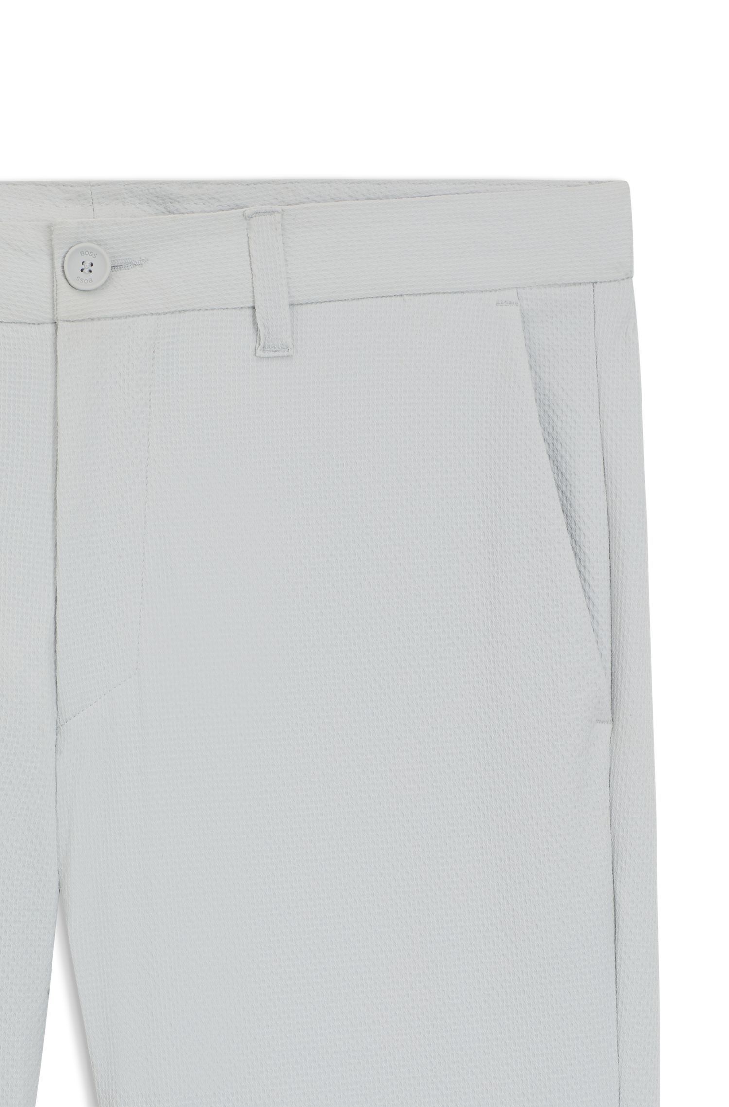 BOSS - Quần chinos dáng slim fit vải seersucker co giãn