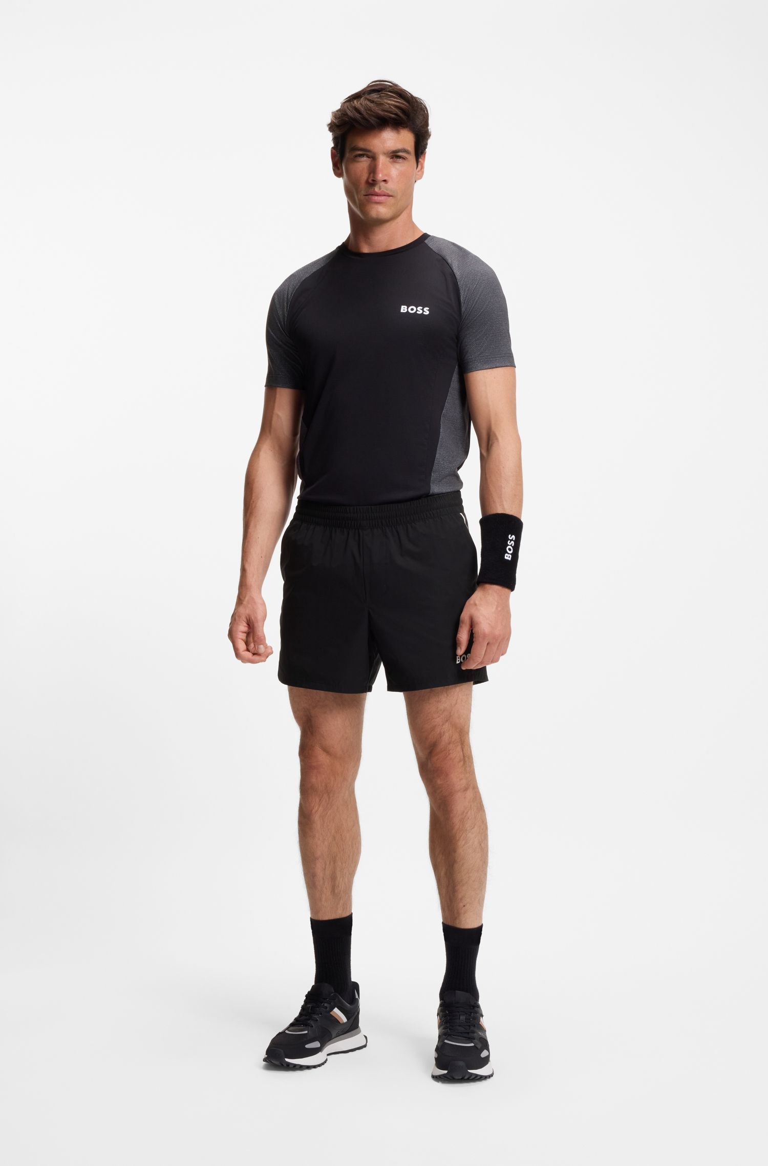 BOSS - Quần shorts tennis vải co giãn nhanh khô
