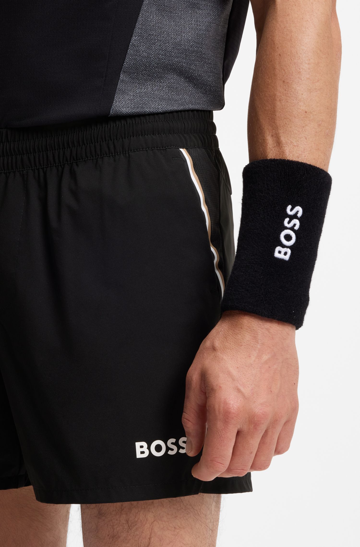 BOSS - Quần shorts tennis vải co giãn nhanh khô