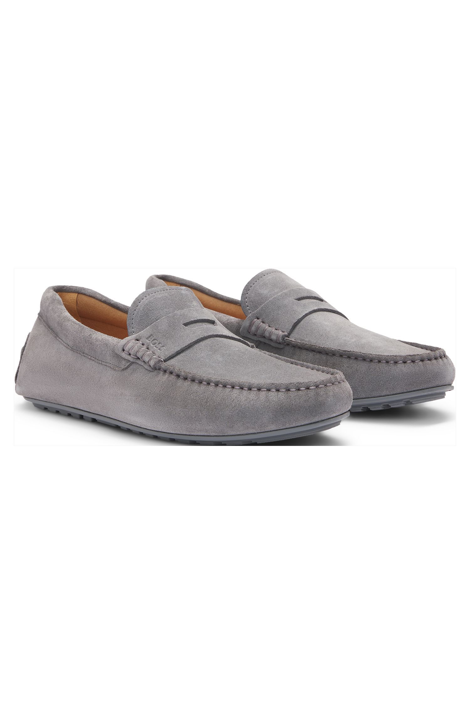 Giày lười moccasin da lộn thủ công Bồ Đào Nha với chi tiết penny