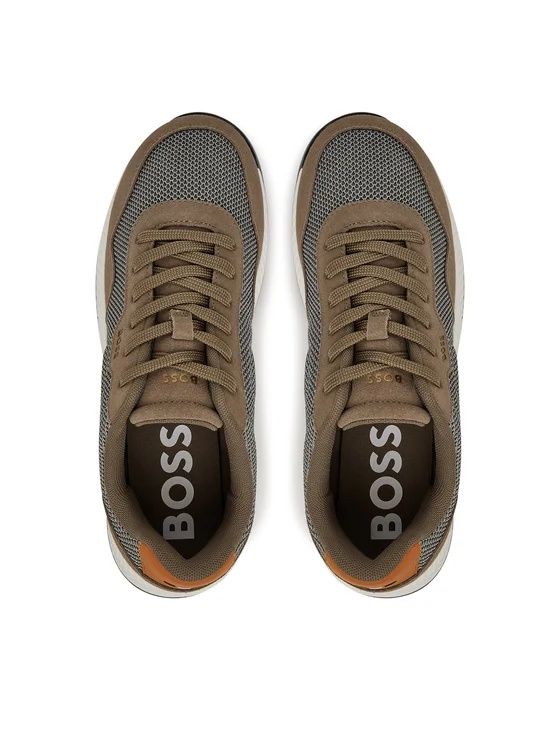 BOSS - Giày thể thao phối lưới thoáng khí và da lộn