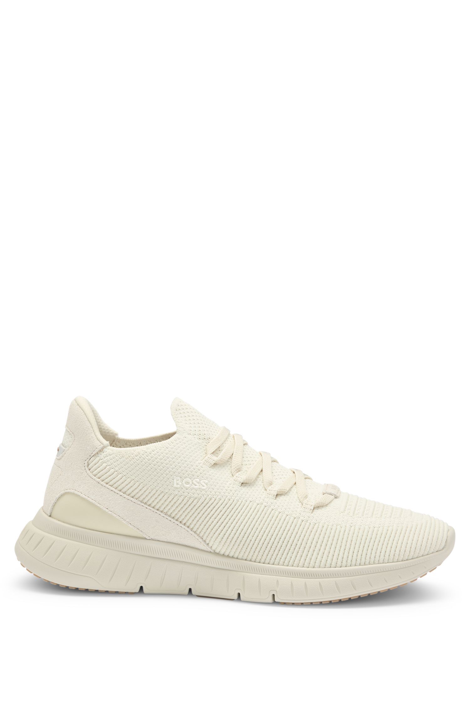 BOSS - Giày sneakers với phần thân lưới và da lộn