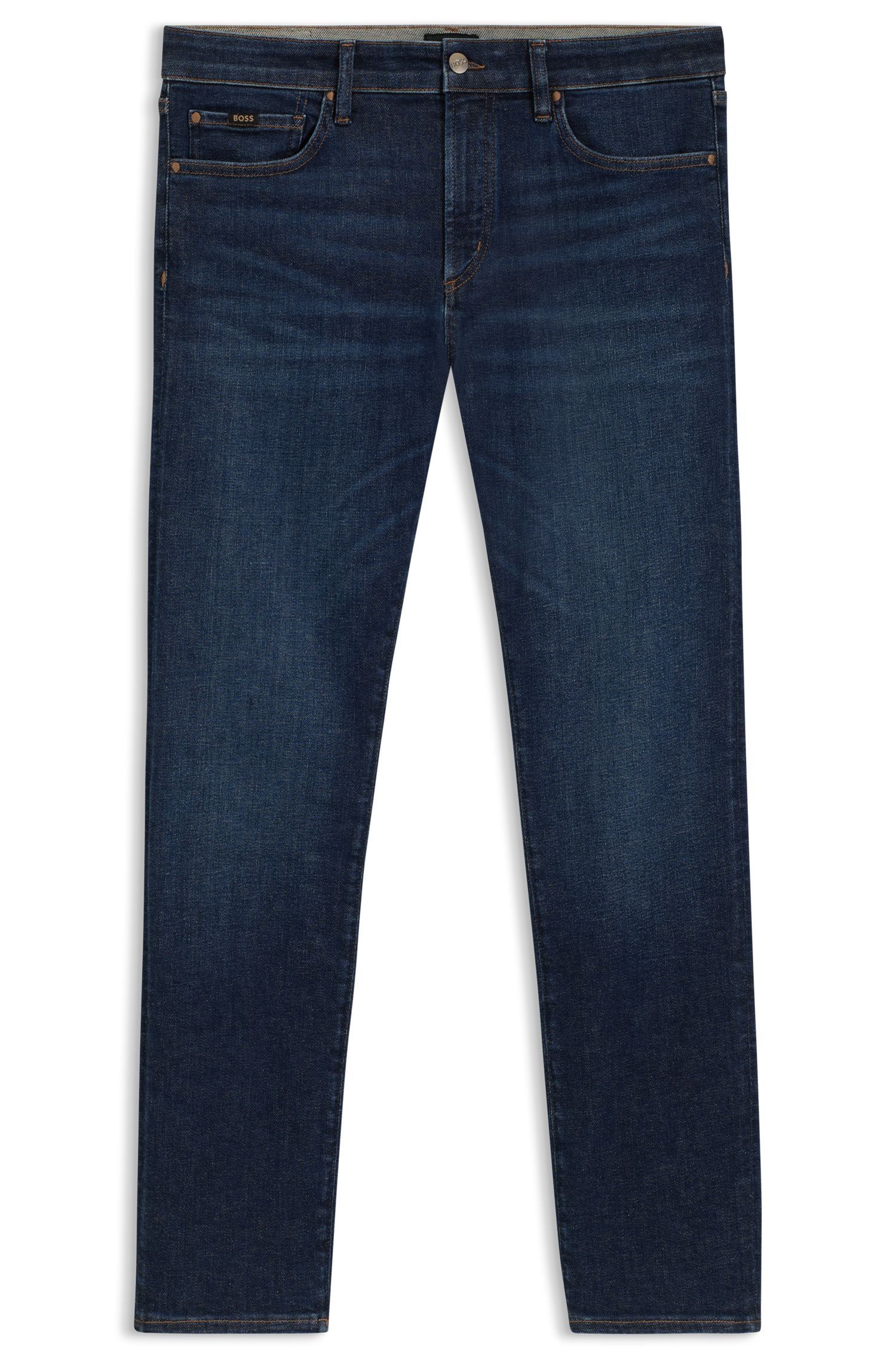 BOSS - Quần jeans dáng slim fit vải denim xanh co giãn hiệu năng